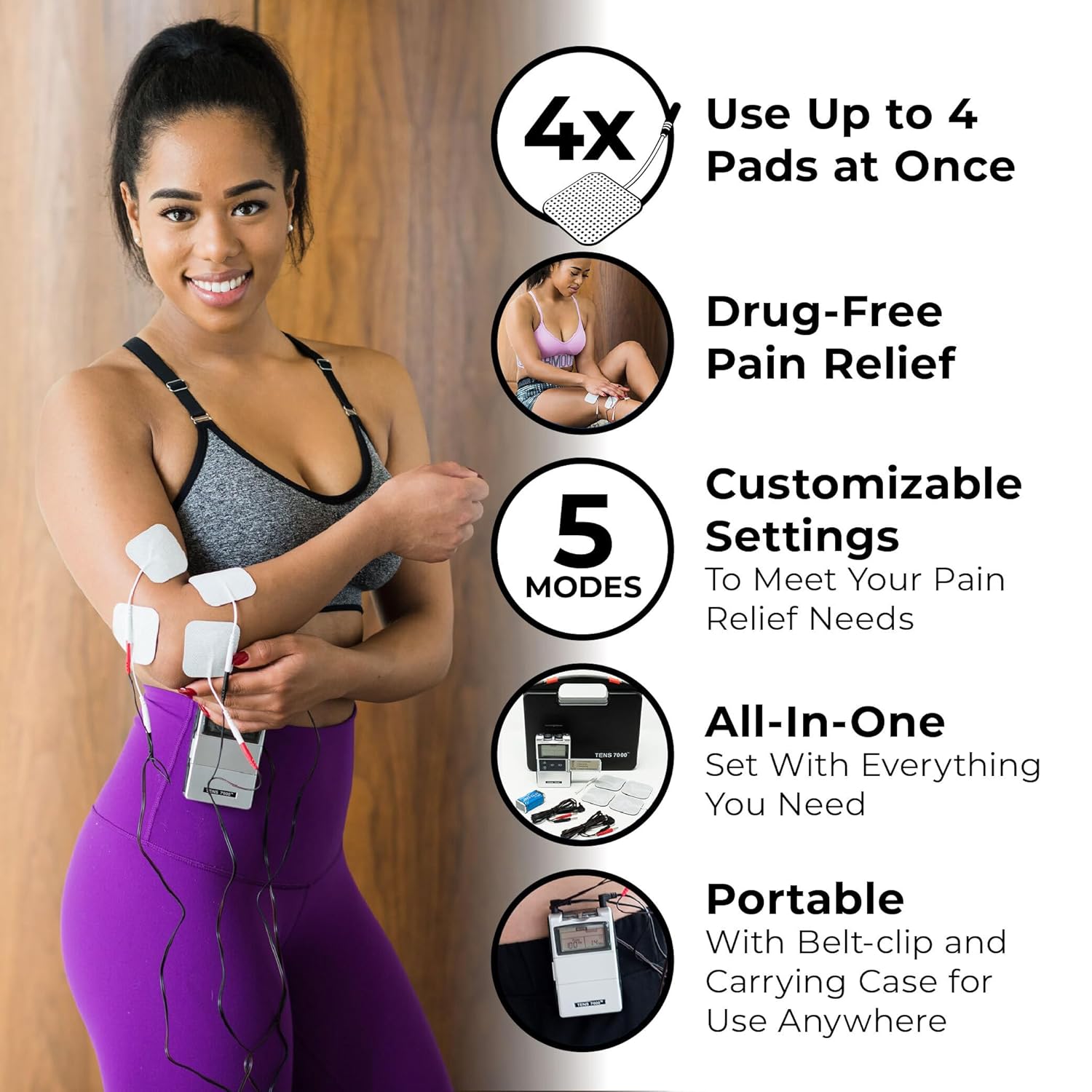 TENS 7000 Digital TENS Unit with Accessories, Muscle Stimulator for Pain Relief

