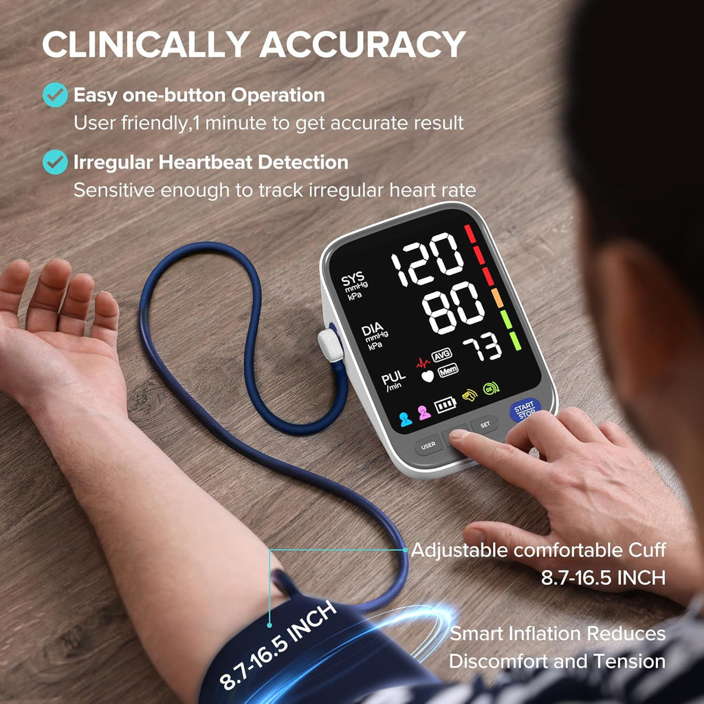 WAJ Automatic Upper Arm Blood Pressure Monitor, 6.4 in LED Display, 2-User Memory

