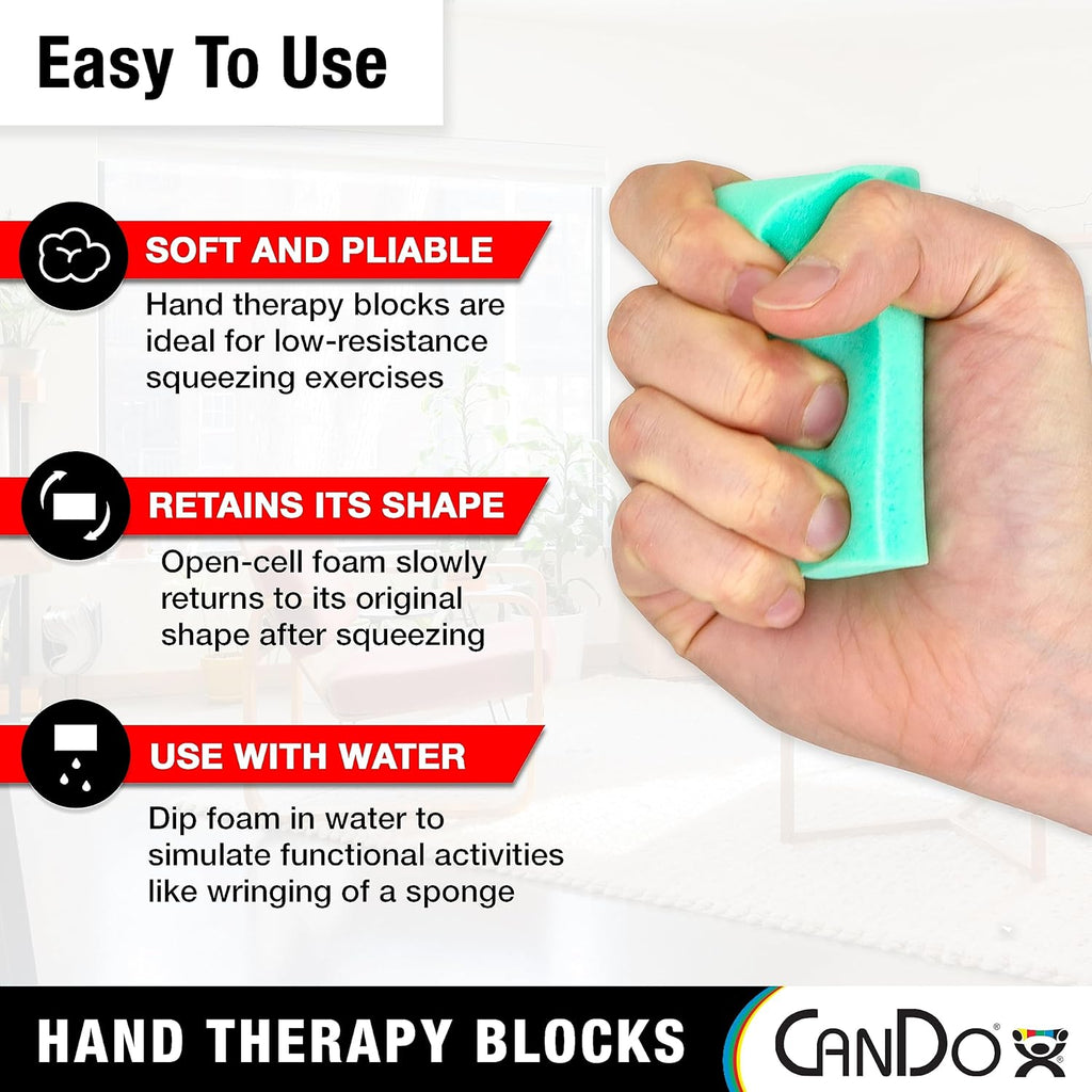 CanDo Hand Therapy Blocks Grip Strengthening Foam for Physical Therapy Exercises

