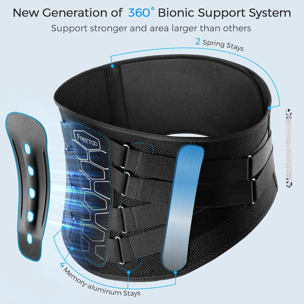FREETOO Lumbar Back Brace for Lower Back Pain Relief with Removable Pad and Pulley

