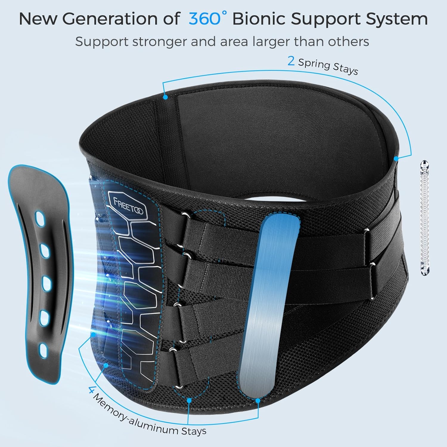 FREETOO Lumbar Back Brace for Lower Back Pain Relief with Removable Pad and Pulley

