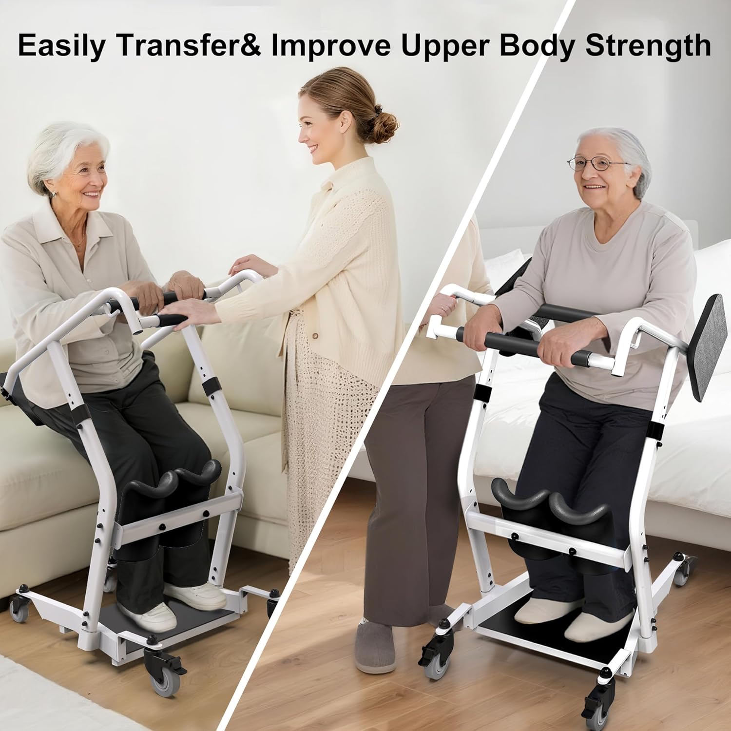 WHLICKS Stand Assist Lift Chair Sit-to-Stand Patient Transfer Mobility Aid, 5 Heights

