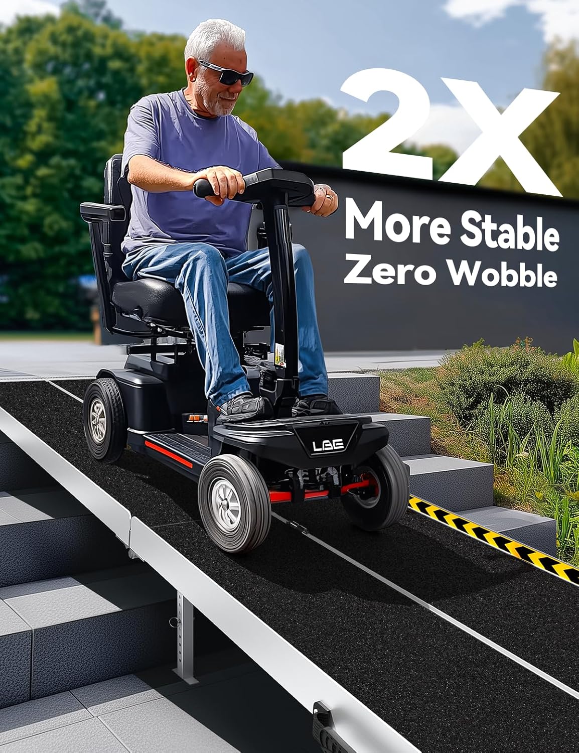 TaiH Leo Foldable Aluminum Wheelchair Ramp with Non-Slip Surface and Support Legs


