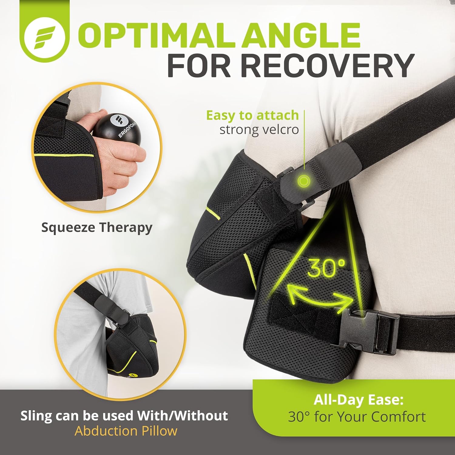 ErgoFoam Abduction Shoulder Sling with Pillow for Rotator Cuff Surgery Recovery

