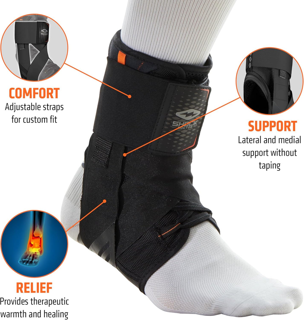 Shock Doctor Ultra Wrap Lace Ankle Brace, Maximum Support, Adjustable Compression

