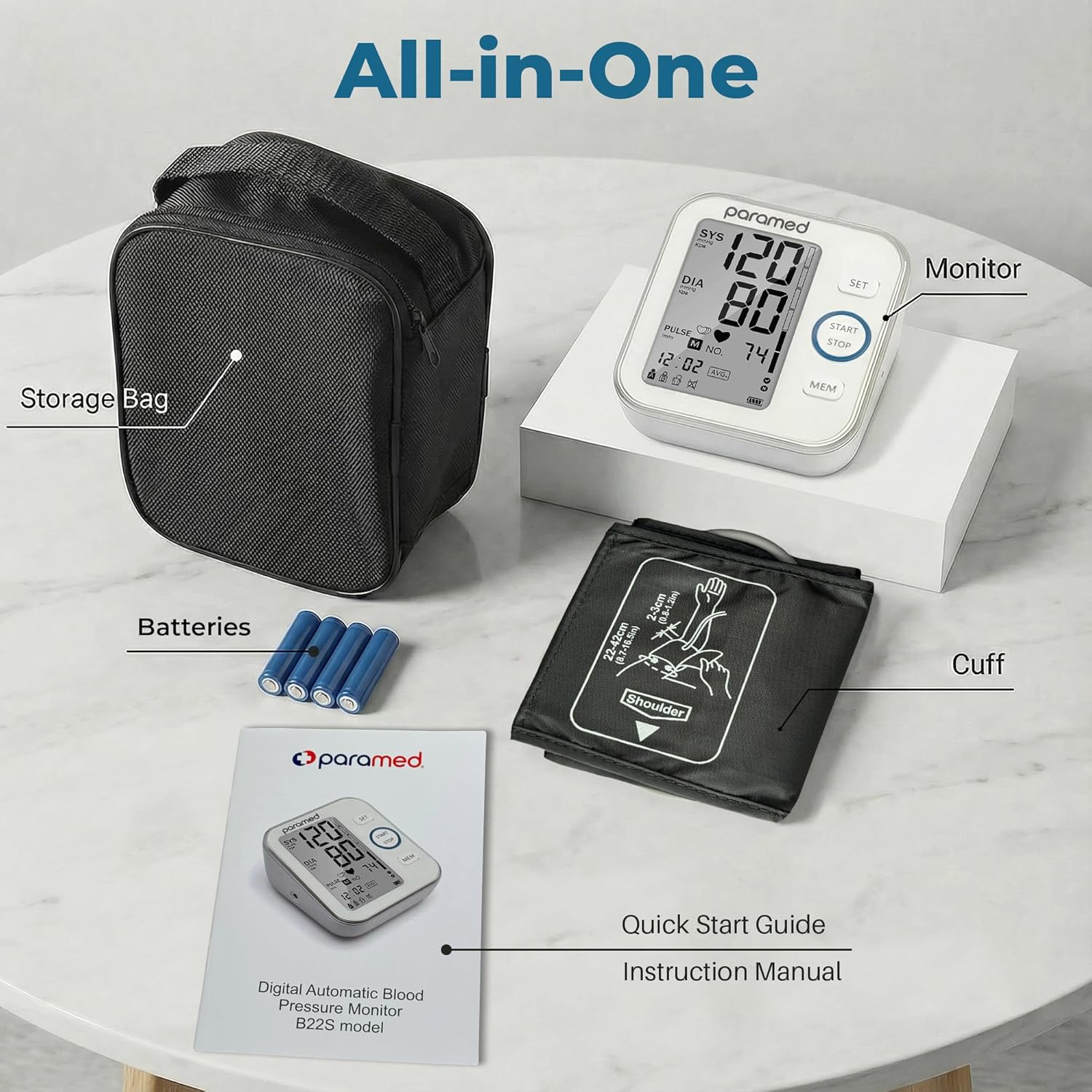 Paramed Automatic Upper Arm Blood Pressure Monitor with LCD Cuff 8.7-16.5 in

