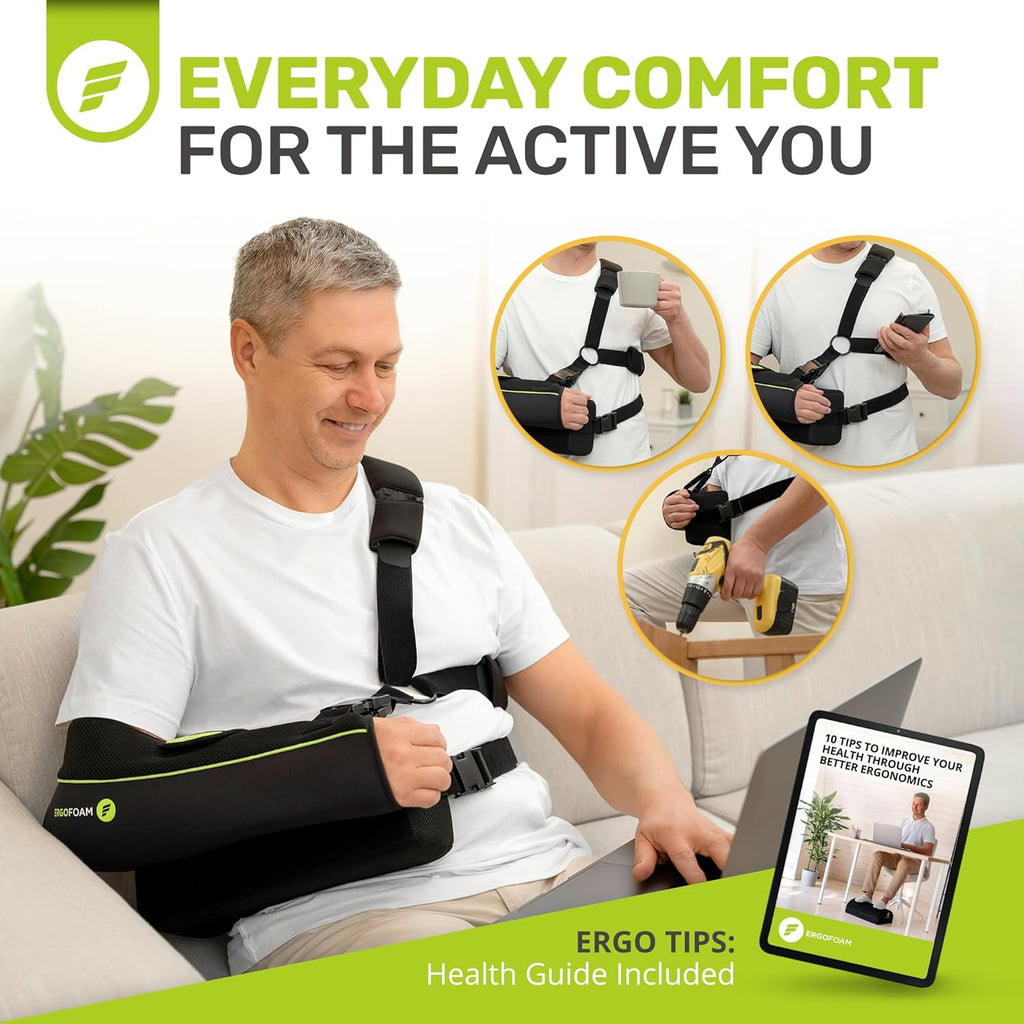 ErgoFoam Abduction Shoulder Sling with Pillow for Rotator Cuff Surgery Recovery

