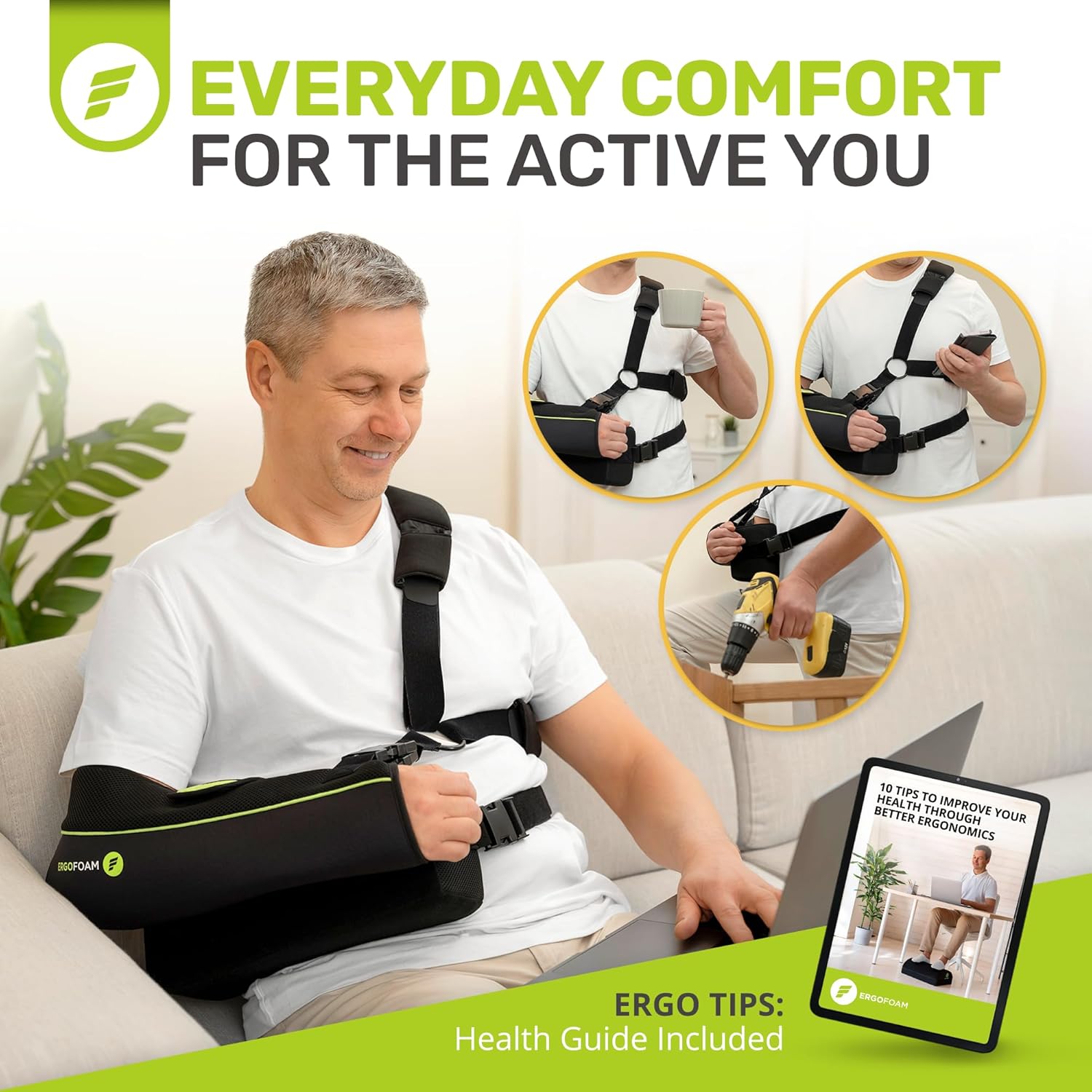 ErgoFoam Abduction Shoulder Sling with Pillow for Rotator Cuff Surgery Recovery

