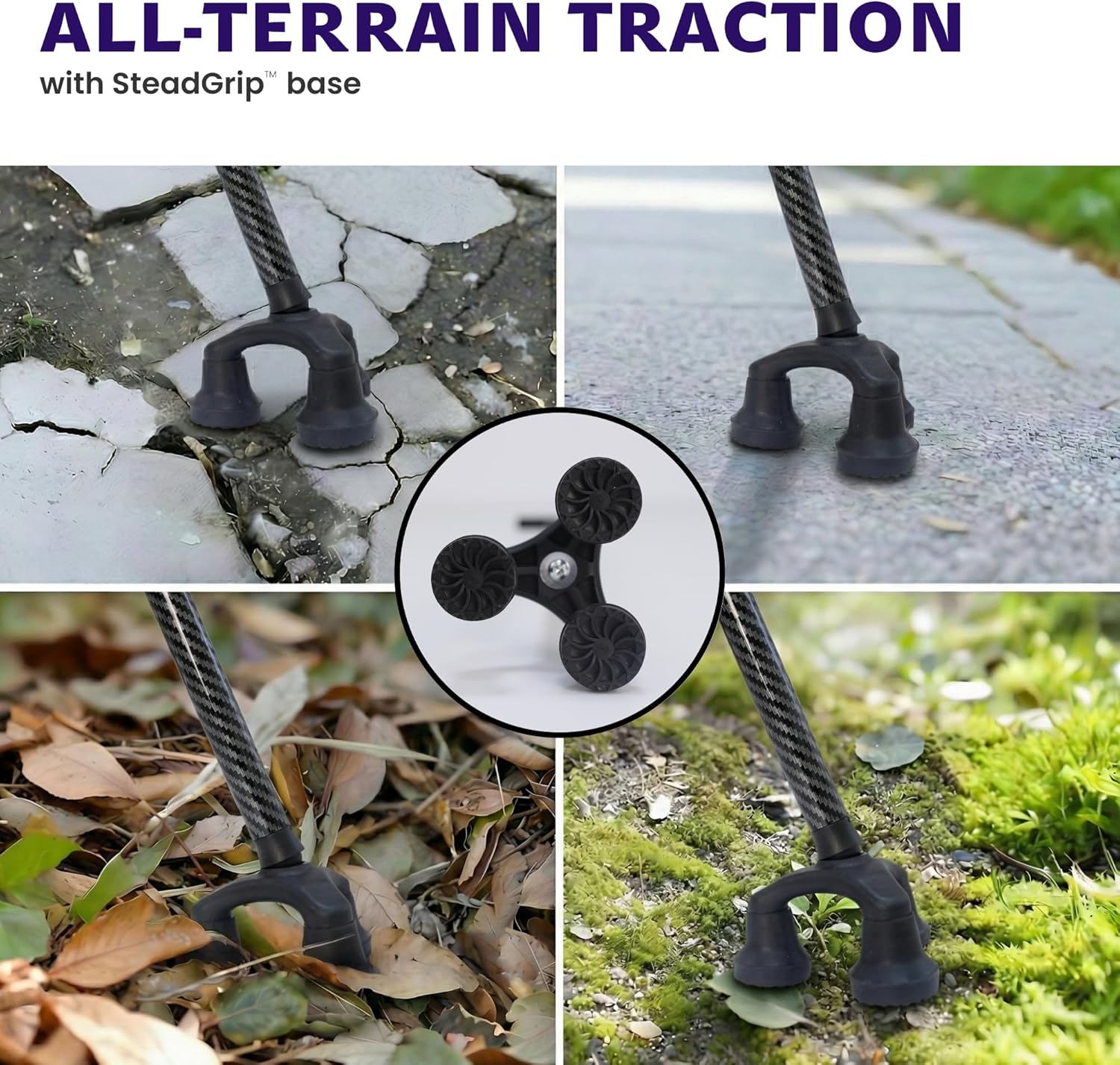 Dr. Aid Adjustable Aluminum Walking Cane, 3 and 4 Prong Mobility Stick, Non-Slip

