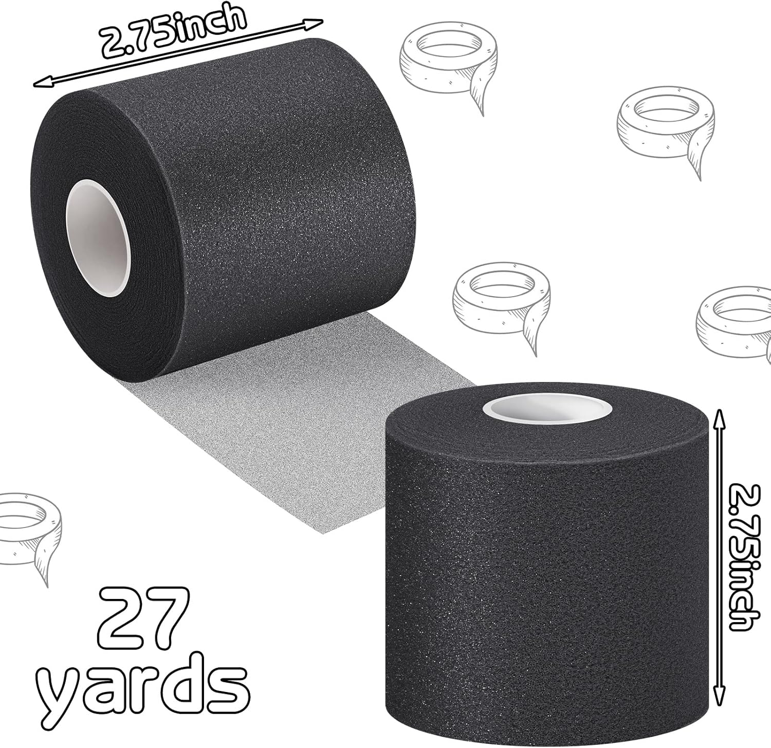 Nuanchu 12-Pack Athletic Pre Wrap Tape, PU Foam Underwrap 2.75 in x 30 yd

