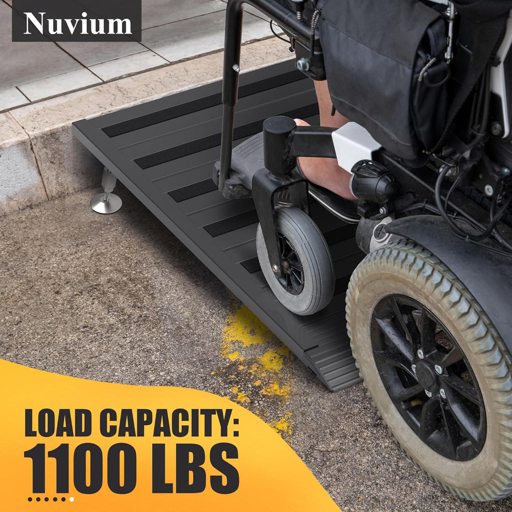 Threshold Ramp for Doorways Adjustable Height Aluminum Wheelchair Ramp, 1100 lb

