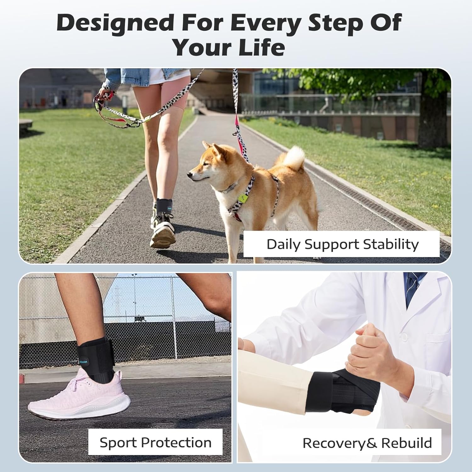Ankle Brace for Sprained Ankle Support, Adjustable Breathable Stabilizer

