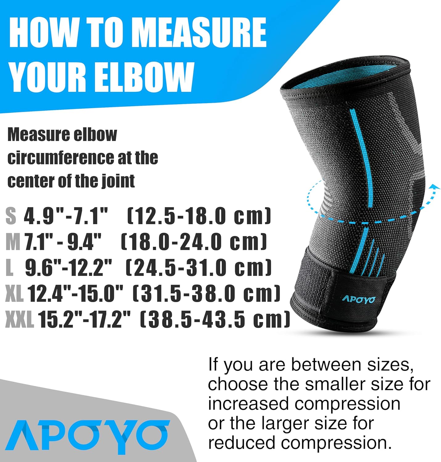 APOYO Elbow Brace Compression Sleeve for Tennis Elbow Tendonitis Arthritis Pain Relief

