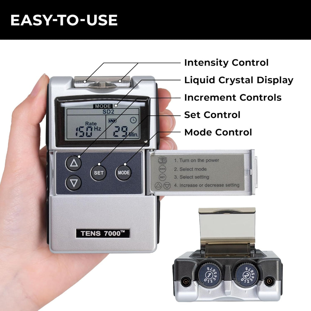 TENS 7000 Rechargeable TENS Unit Muscle Stimulator with Electrode Pads

