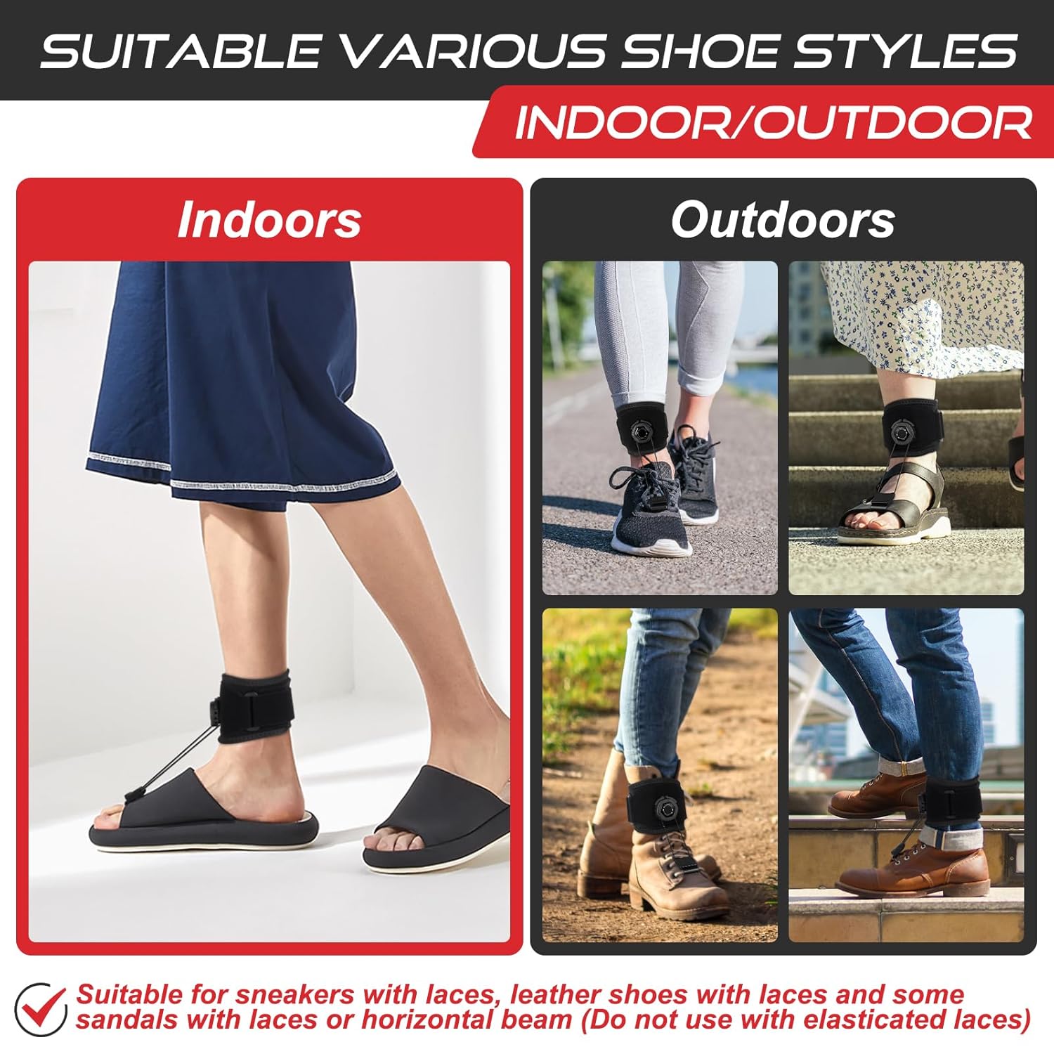 OVINESY AFO Foot Drop Brace for Walking with Shoes, Adjustable Dorsiflexion Support


