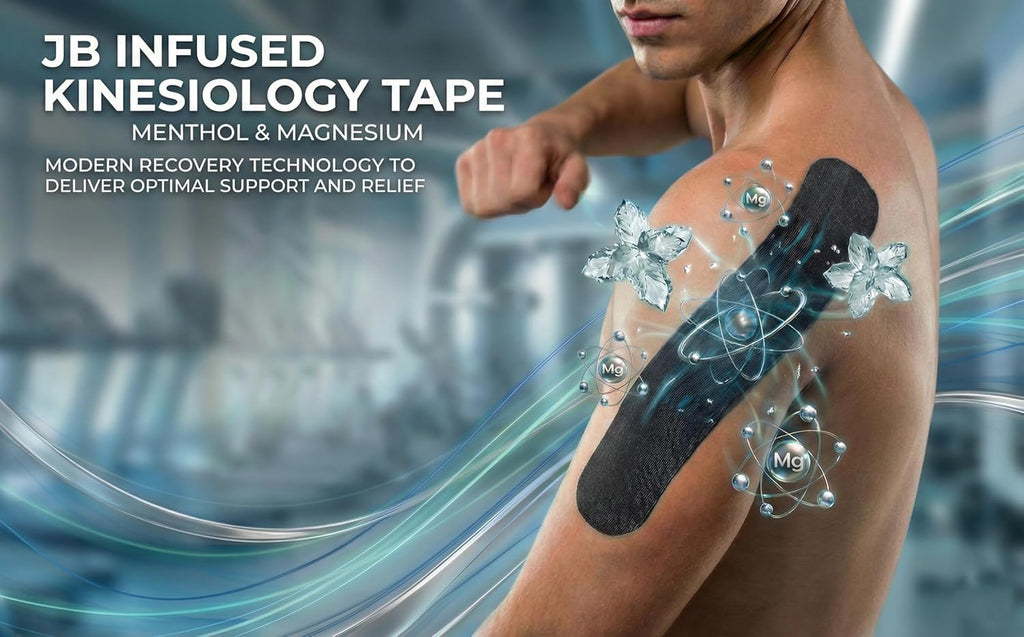 Magnesium & Menthol Infused Kinesiology Tape, Water-Resistant Athletic Muscle Support

