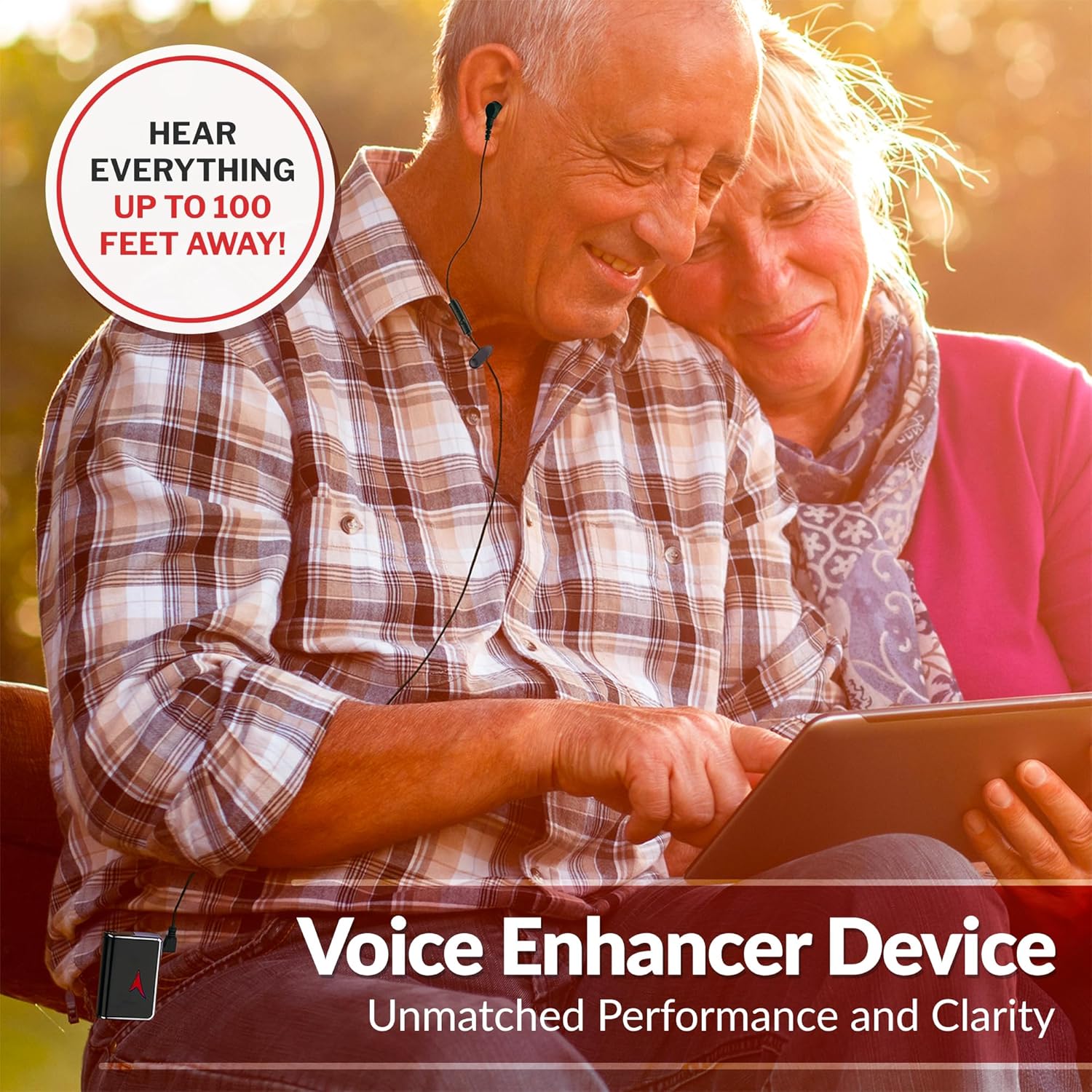 MEDca Personal Sound Amplifier Voice Enhancer, 50 dB Gain, up to 100 ft

