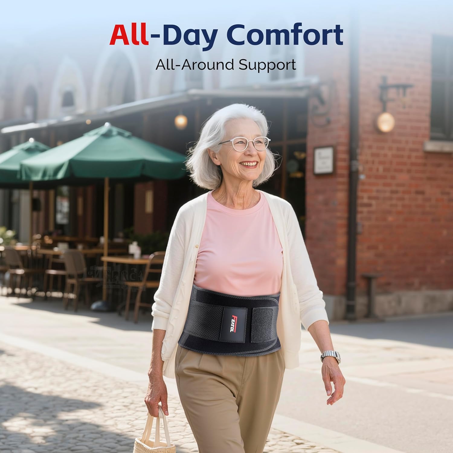 FEATOL Back Brace for Men Lumbar Support Belt Adjustable Straps, Removable Lumbar Insert

