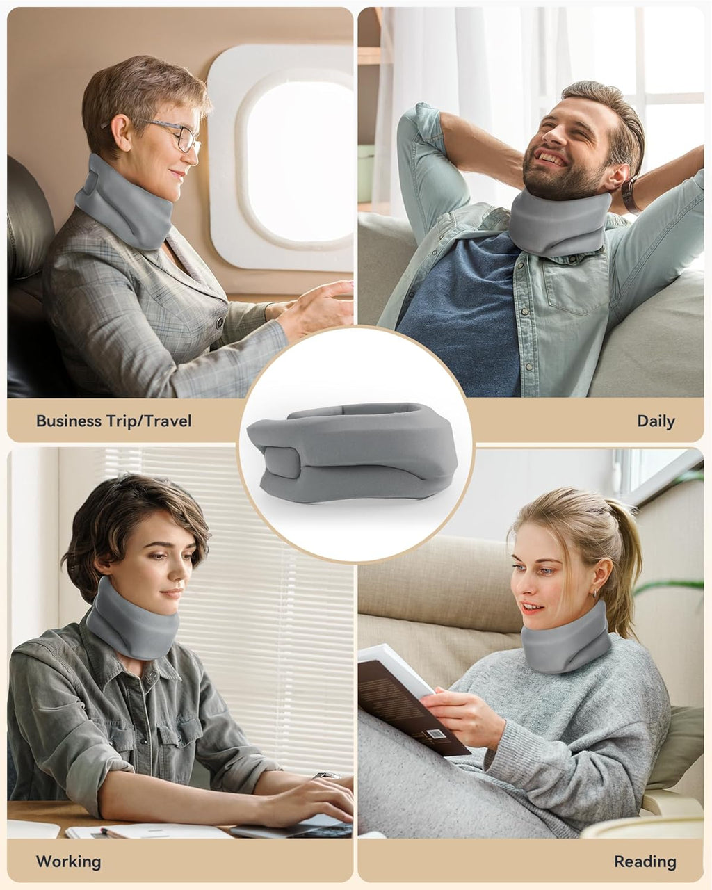 Neck Brace Cervical Collar Soft Foam Wrap Adjustable V-Shaped for Neck Support

