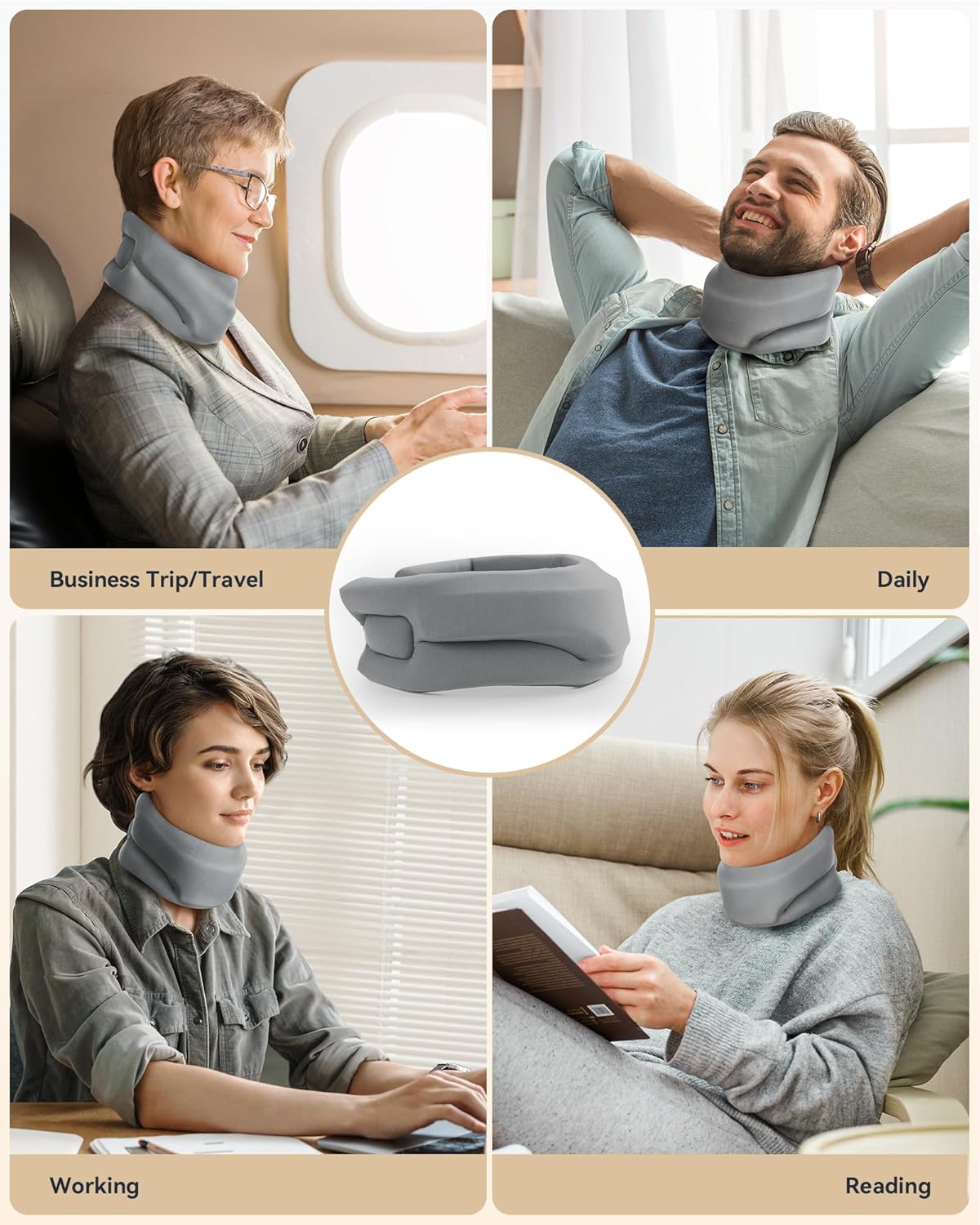 Neck Brace Cervical Collar Soft Foam Wrap Adjustable V-Shaped for Neck Support

