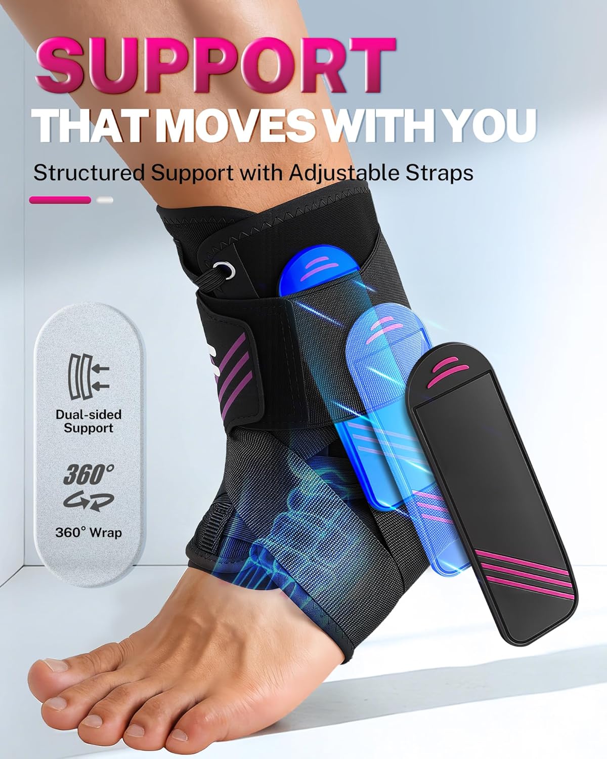 Fitomo 1.5mm Ultra-Thin Ankle Brace with Figure-8 Support, Breathable Adjustable

