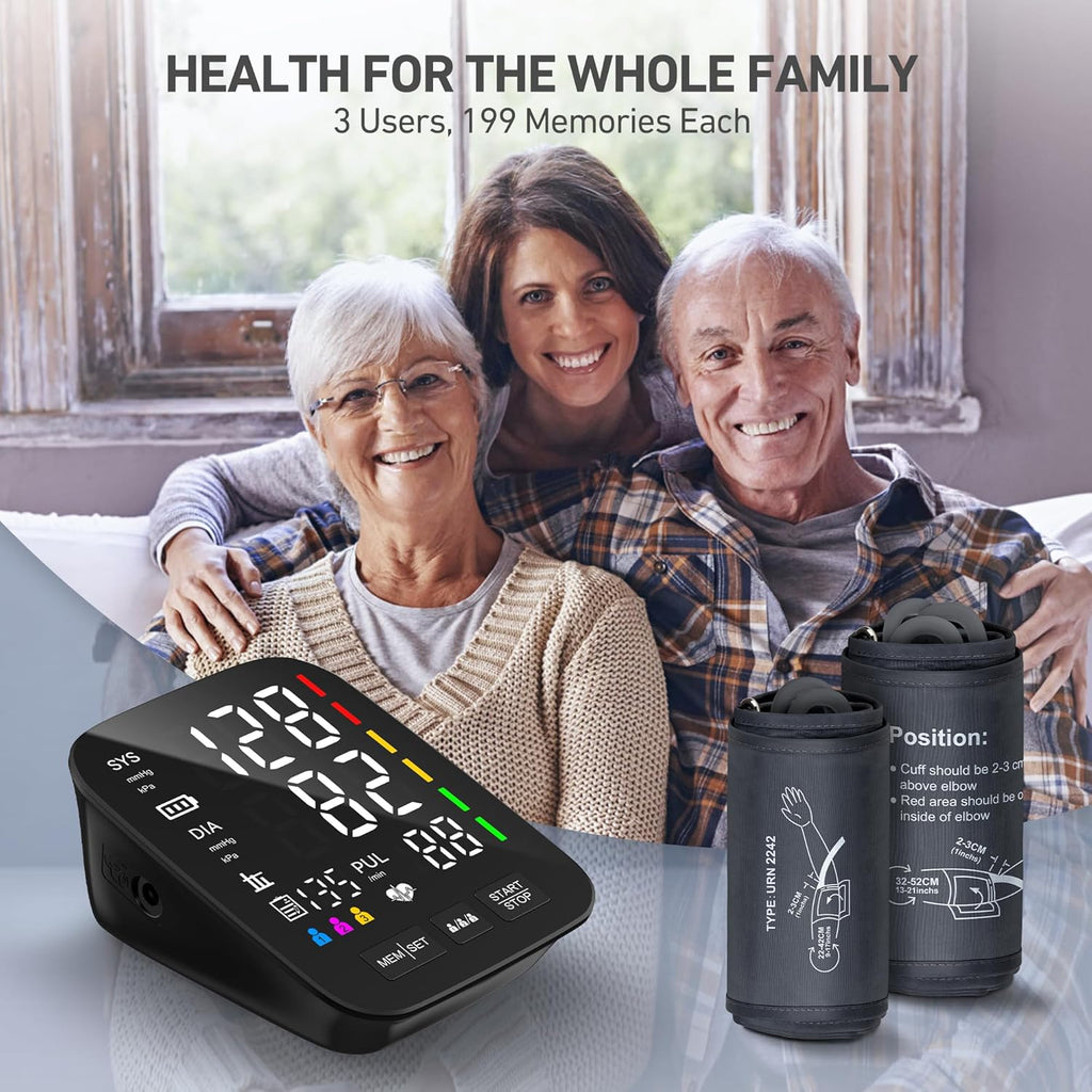 AQESO Automatic Digital Blood Pressure Monitor for Home Use, 3-User, LED Display

