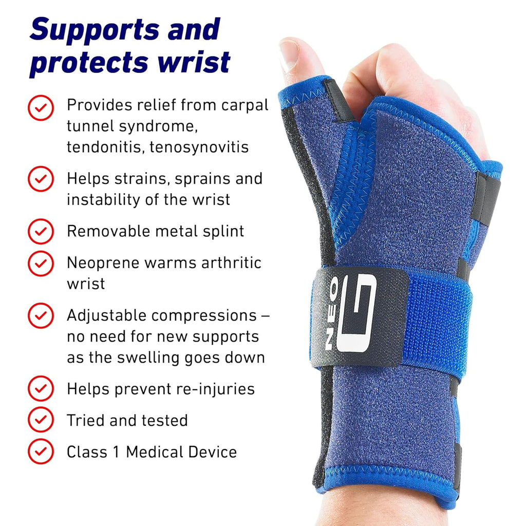 Neo-G Wrist Thumb Spica Brace with Removable Splint, Adjustable Neoprene Support

