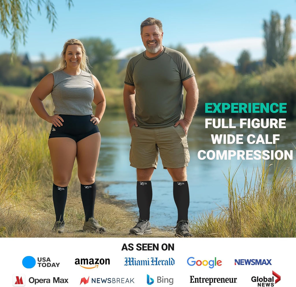 Zeta Wear Calf Compression Sleeves for Women and Men, Footless 15–19 mmHg

