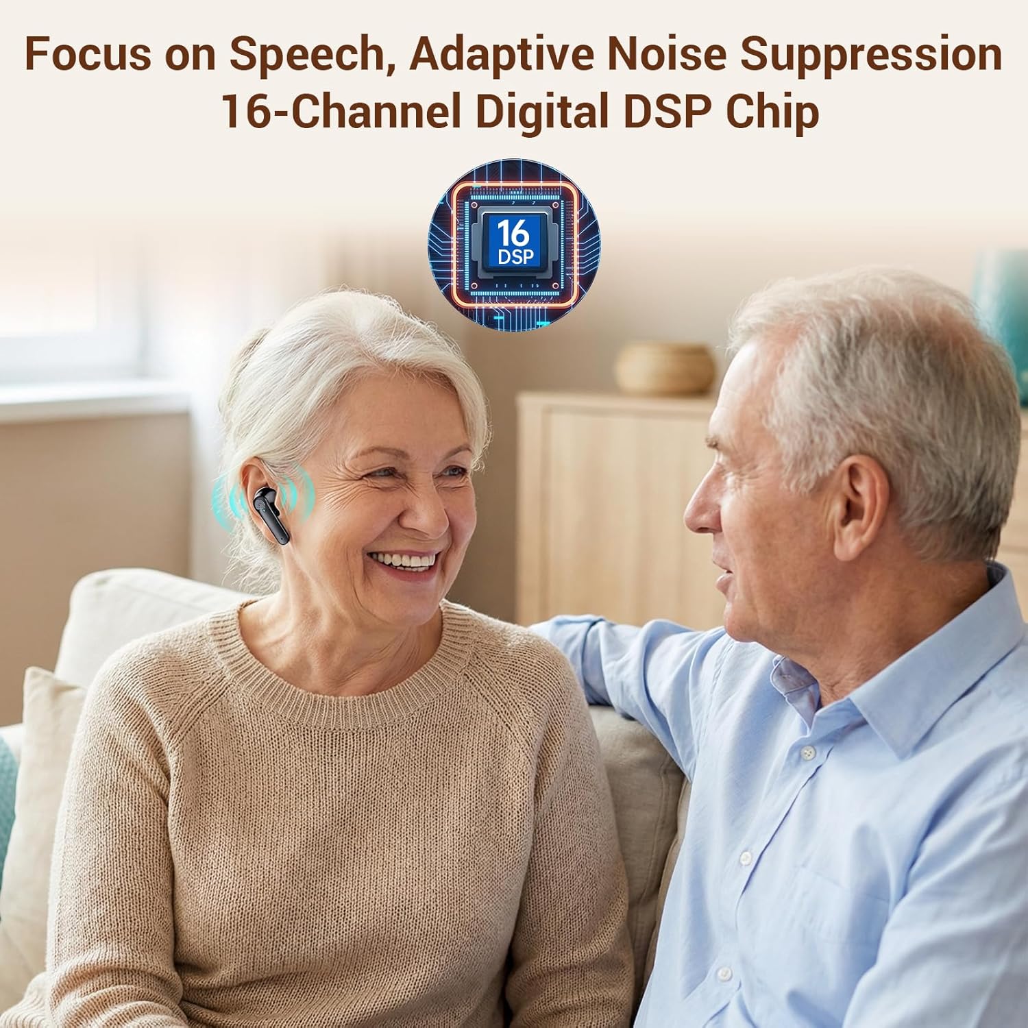 Rechargeable OTC Hearing Aids for Seniors, Intelligent Noise Cancellation


