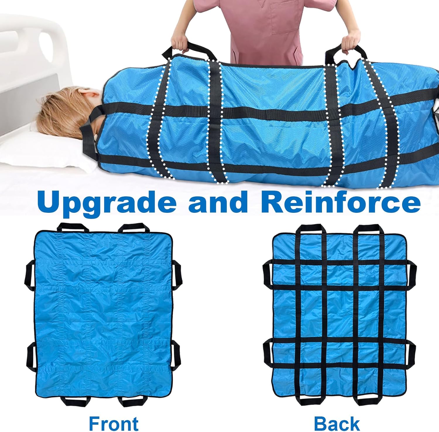 Reusable Patient Transfer Bed Pads with Handles, Washable Slide Sheets for Caregivers

