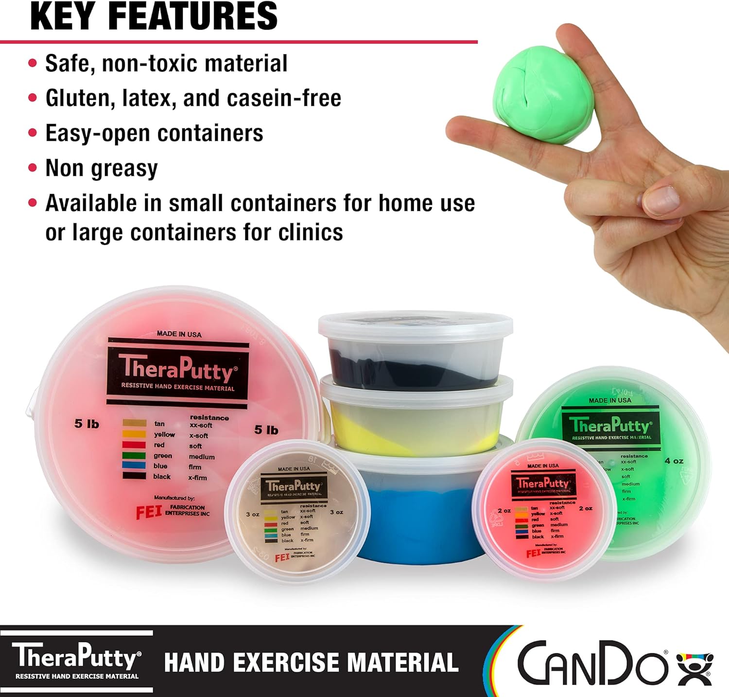 CanDo TheraPutty Standard Hand Exercise Putty


