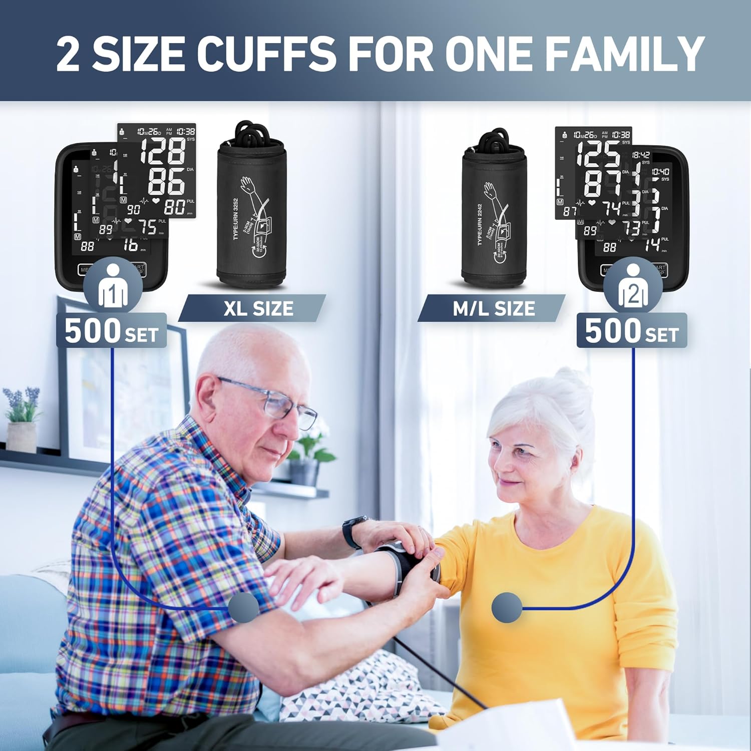 AQESO Upper Arm Digital Blood Pressure Monitor with Backlit Display, 2-User Mode

