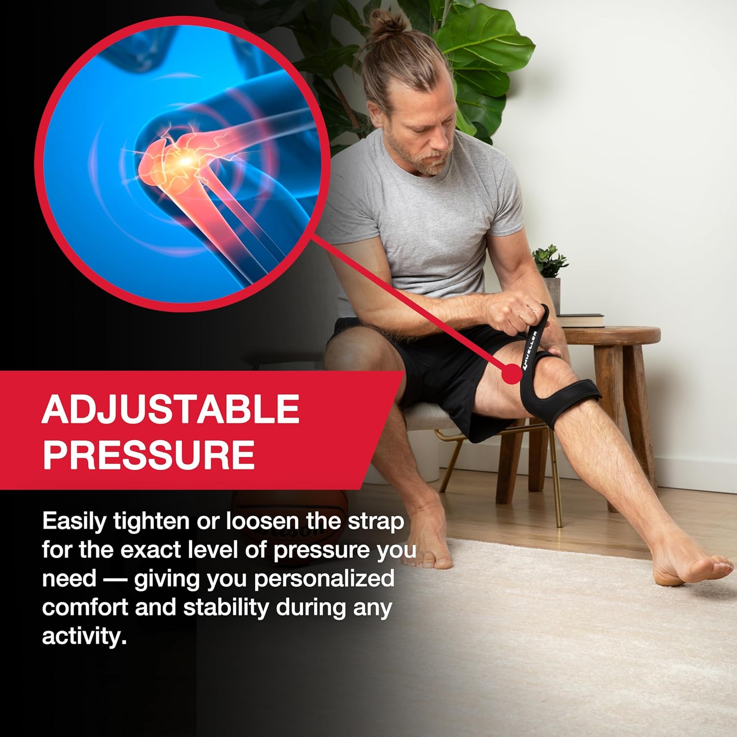 Mueller Adjustable Max Knee Strap for Compression & Pain Relief Support

