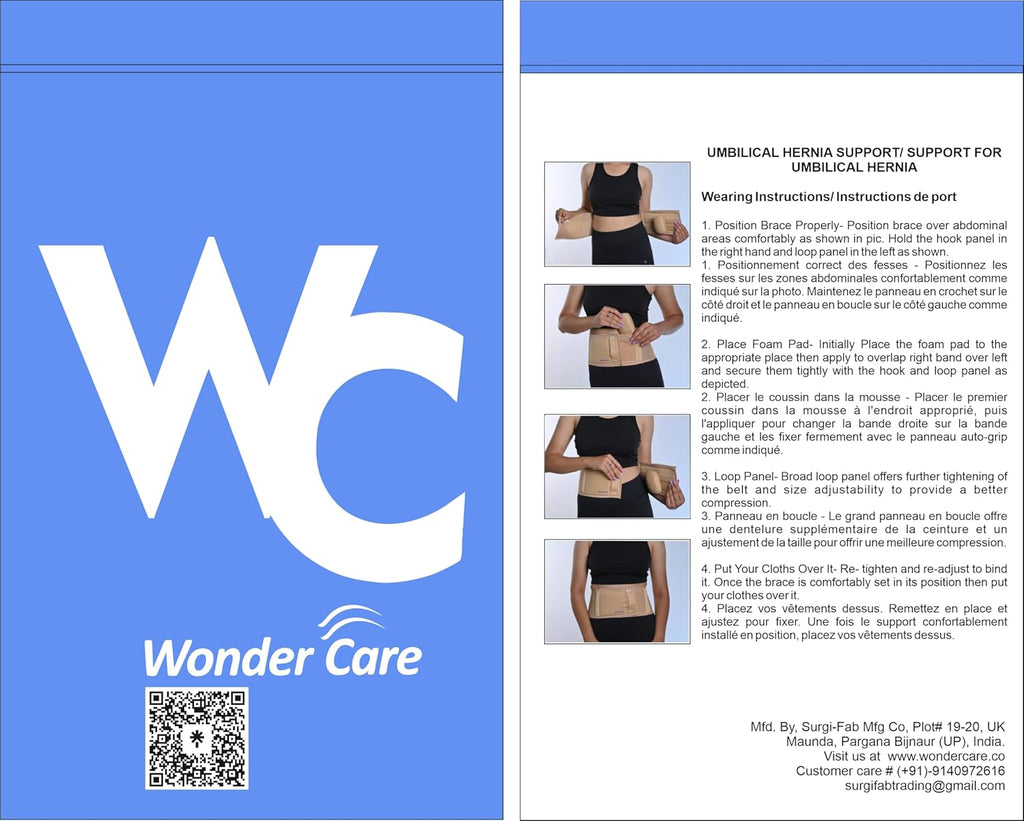 Wonder Care Umbilical Hernia Support Belt Abdominal Binder with Removable Compression Pad

