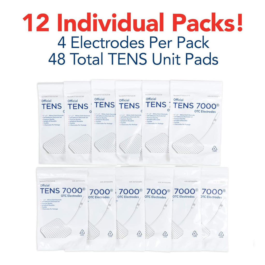 TENS 7000 Replacement Electrode Pads, Self-Adhesive TENS Unit Pads, 2 in x 2 in

