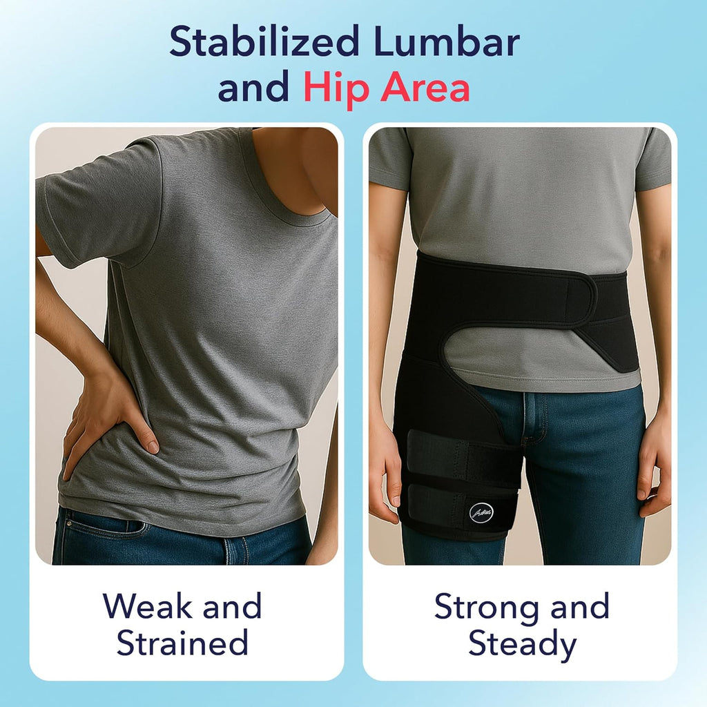 Doctor-Developed Hip Support Compression Wrap for Groin, Sciatica, Hamstring Relief

