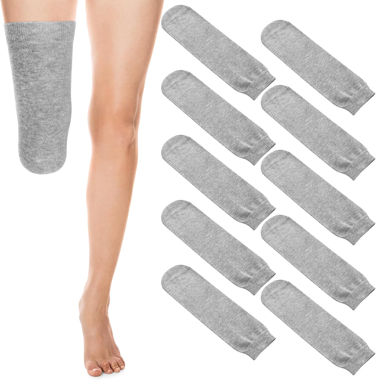 10-Pack Prosthetic Stump Shrinkers Amputee Socks for Men and Women, Cotton


