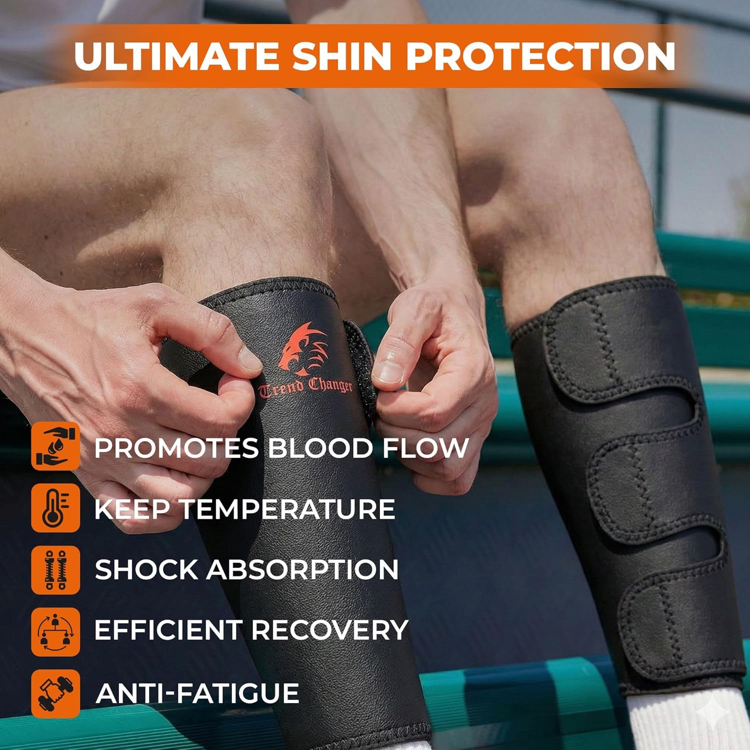 Trend Changer Neoprene Weightlifting Shin Guards with Calf Support Brace, Pair

