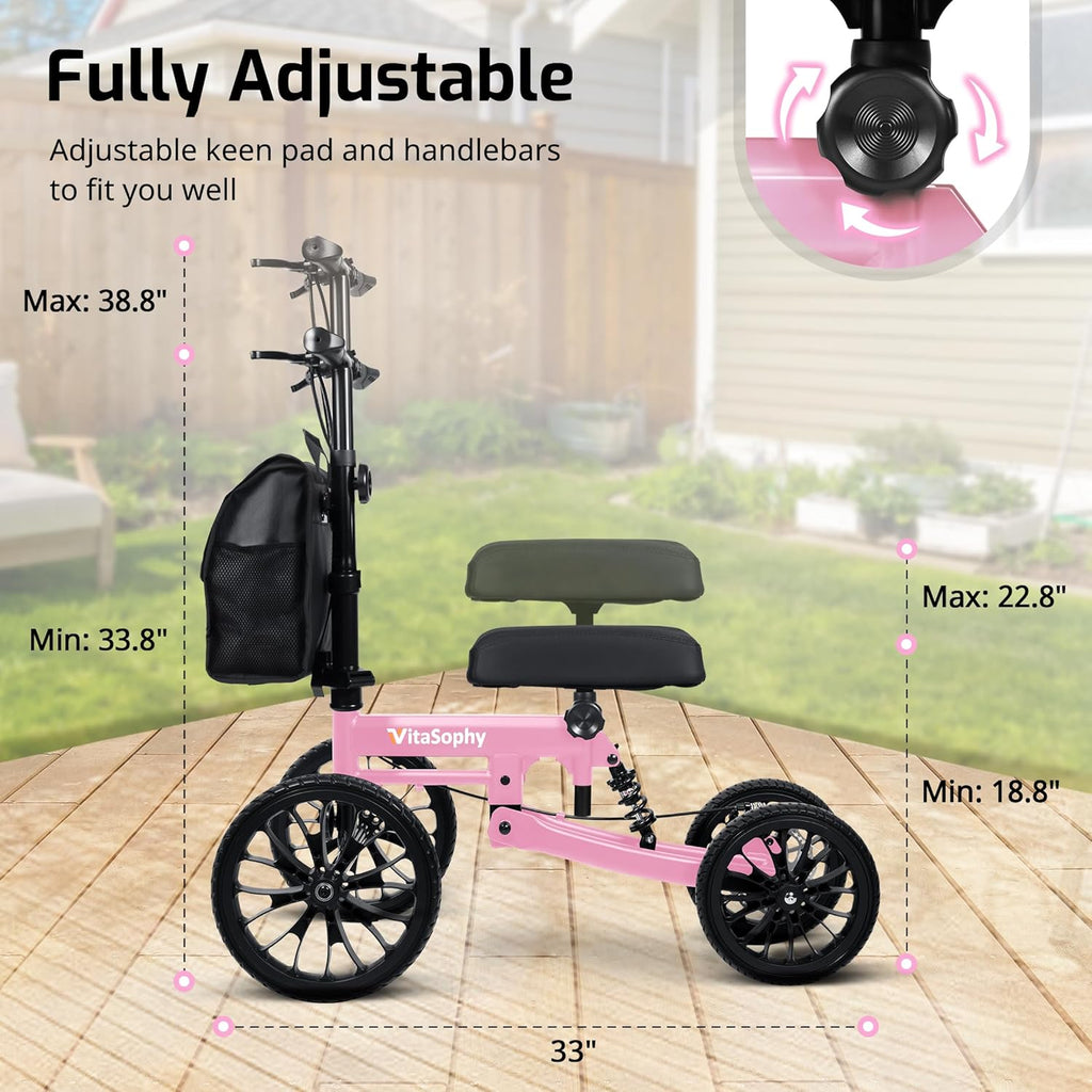VitaSophy All-Terrain Knee Scooter with Disc Brakes, Steerable Knee Walker

