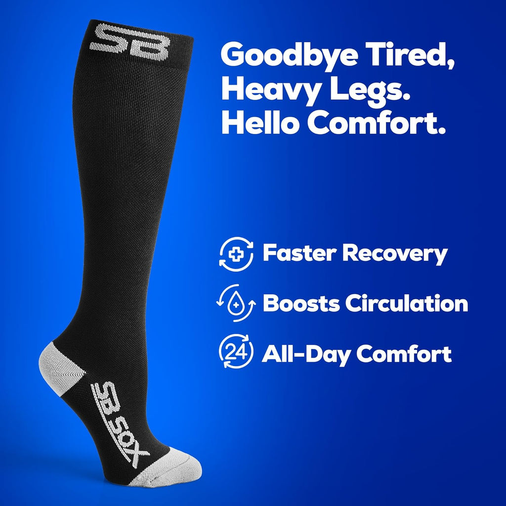 SB SOX 20-30mmHg Compression Socks for Men and Women, Graduated Calf Support

