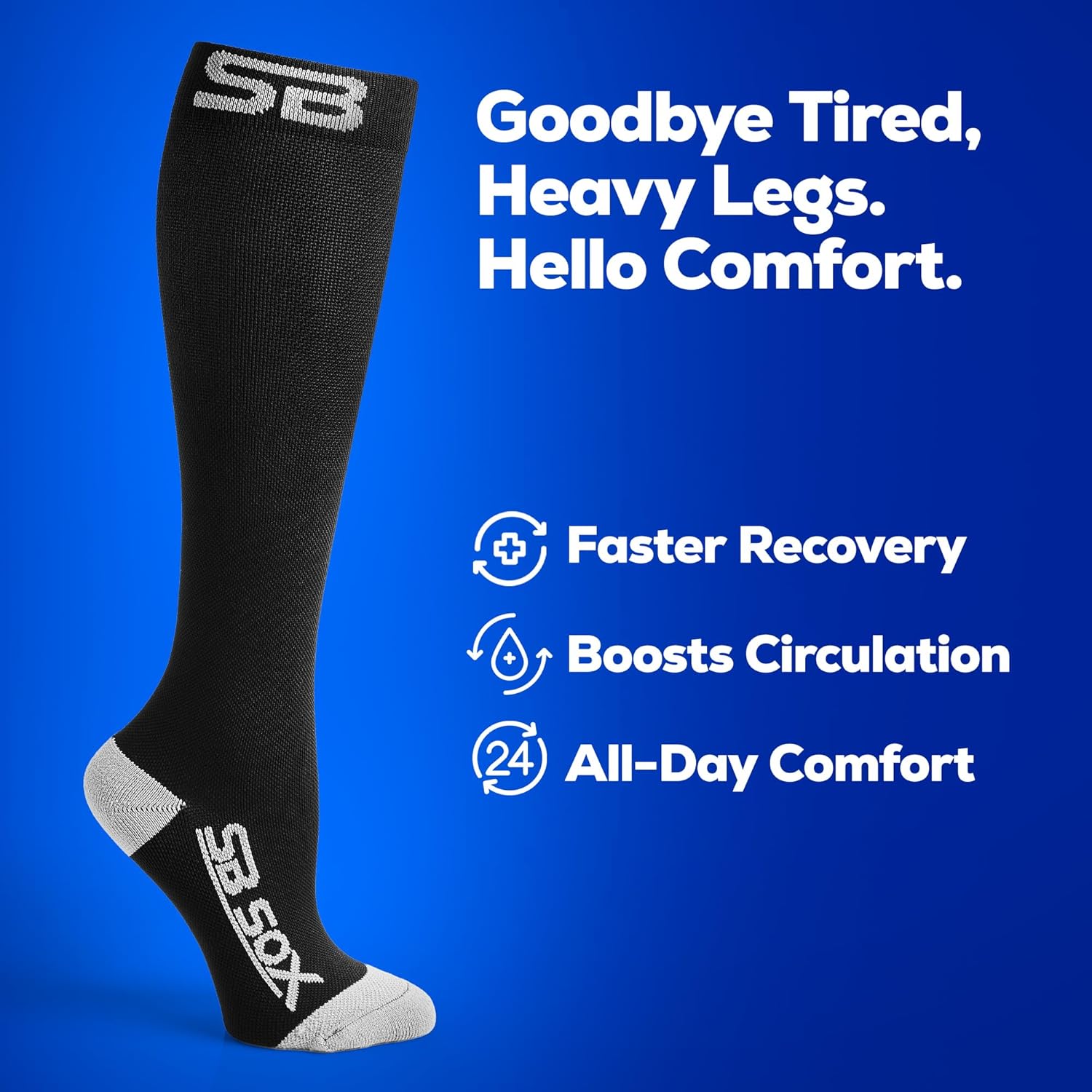 SB SOX 20-30mmHg Compression Socks for Men and Women, Graduated Calf Support

