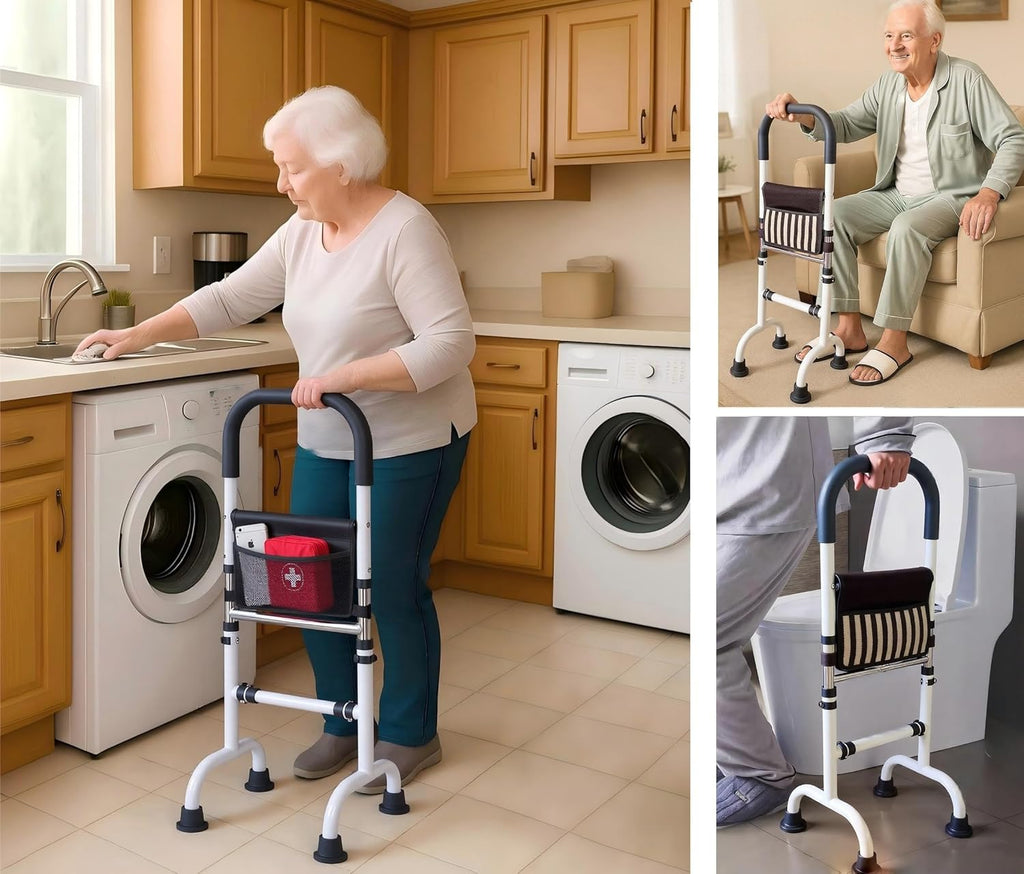 Adjustable Stand Assist Cane with 4-Point Base, 350 lb Capacity, Mobility Aid

