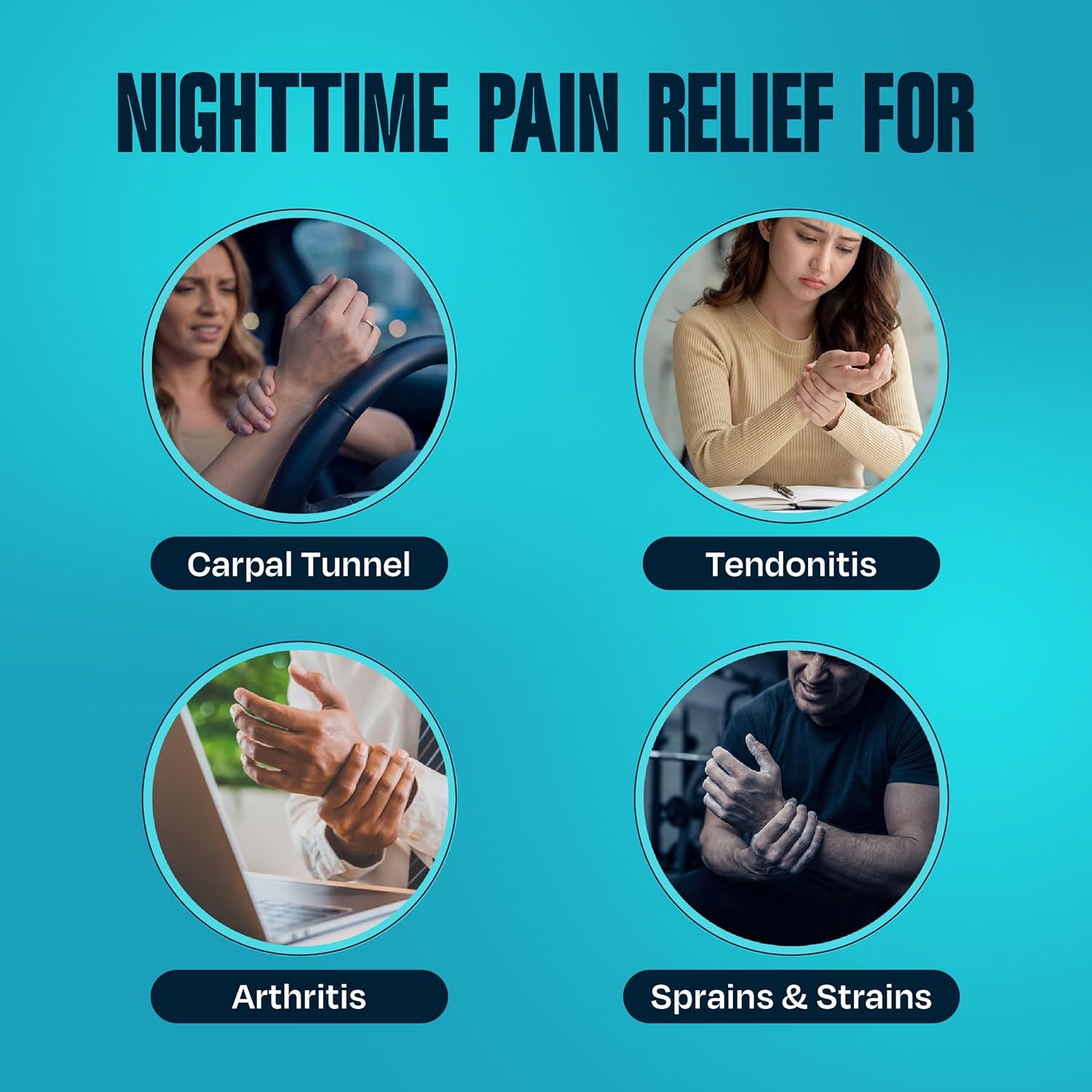 ComfyBrace Nighttime Pain Relief Wrist Brace for Carpal Tunnel, Tendonitis, Arthritis

