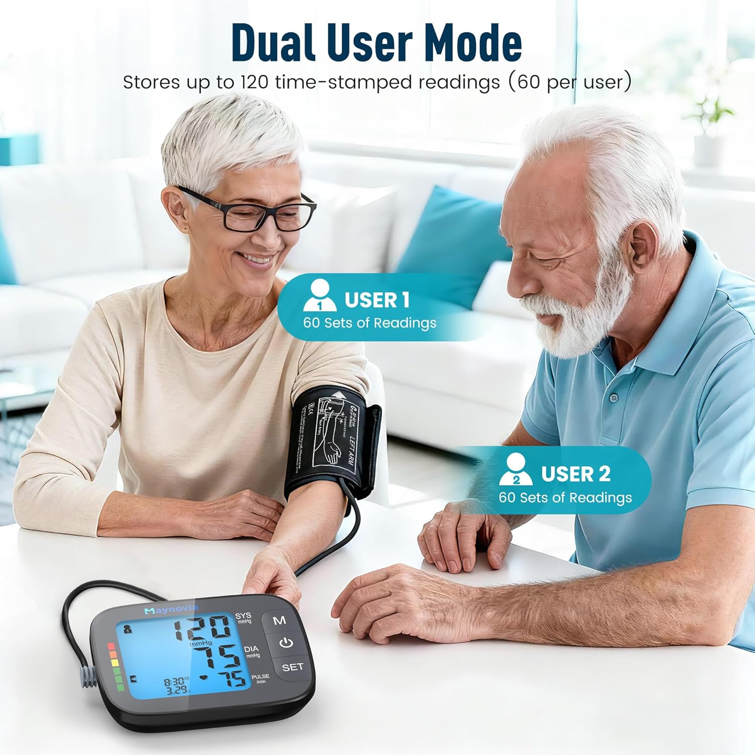 Automatic Upper Arm Blood Pressure Monitor with Backlit LCD and Irregular Heartbeat

