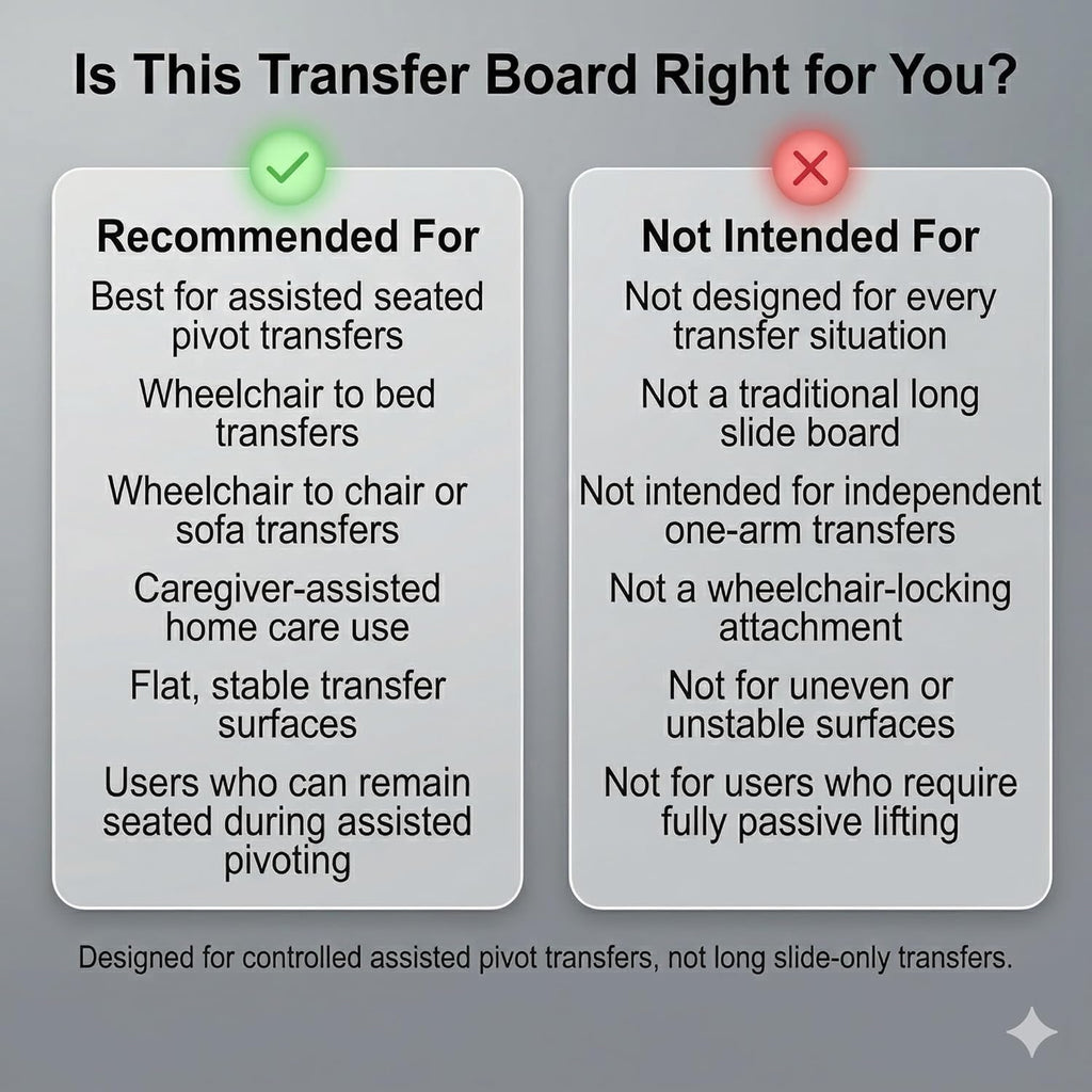Rotating Transfer Board with Turntable and Dual Handles, Non-Slip Wheelchair Aid

