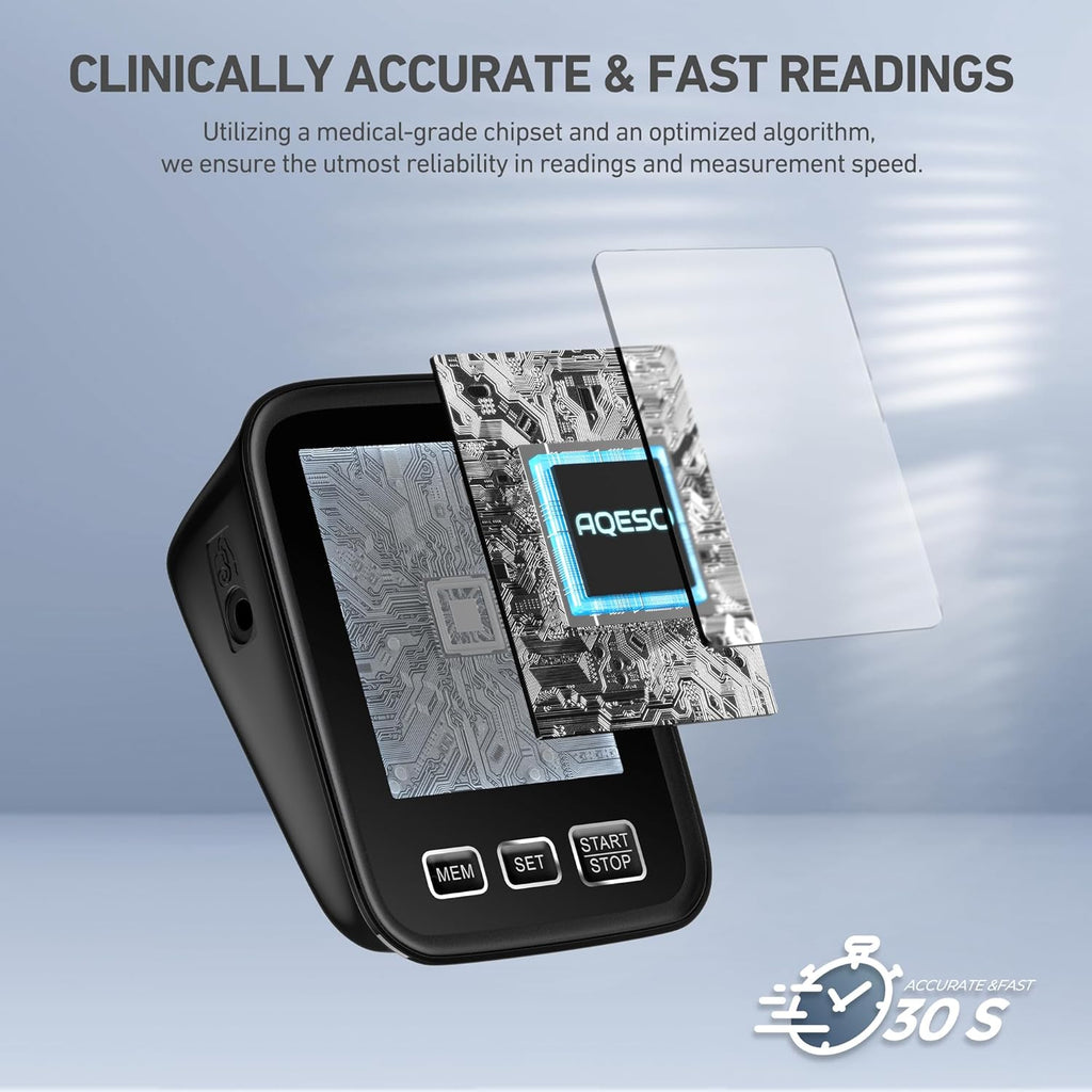 AQESO Upper Arm Digital Blood Pressure Monitor with Backlit Display, 2-User Mode

