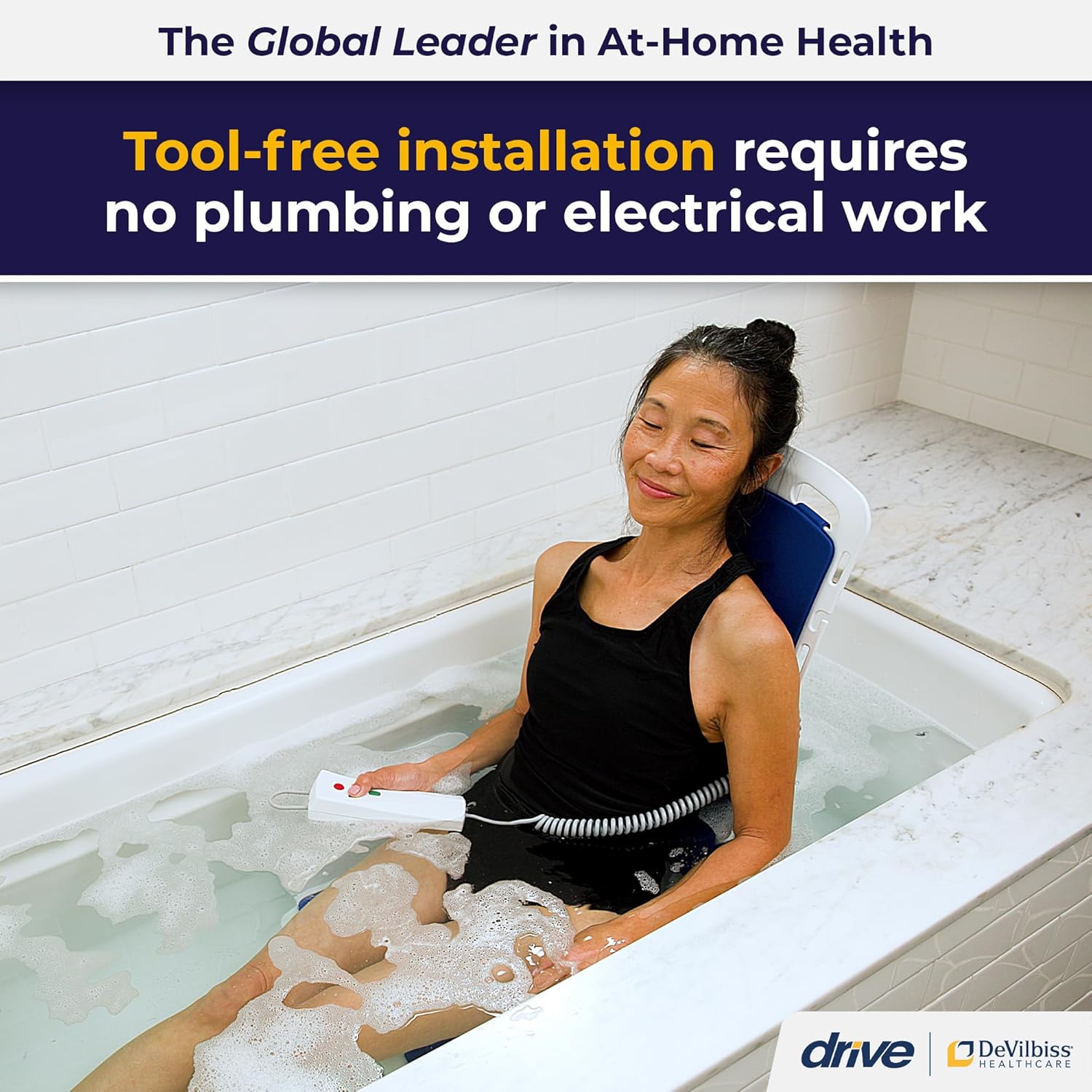 Drive Medical Bath Lift Chair with Reclining Seat and Suction Cups

