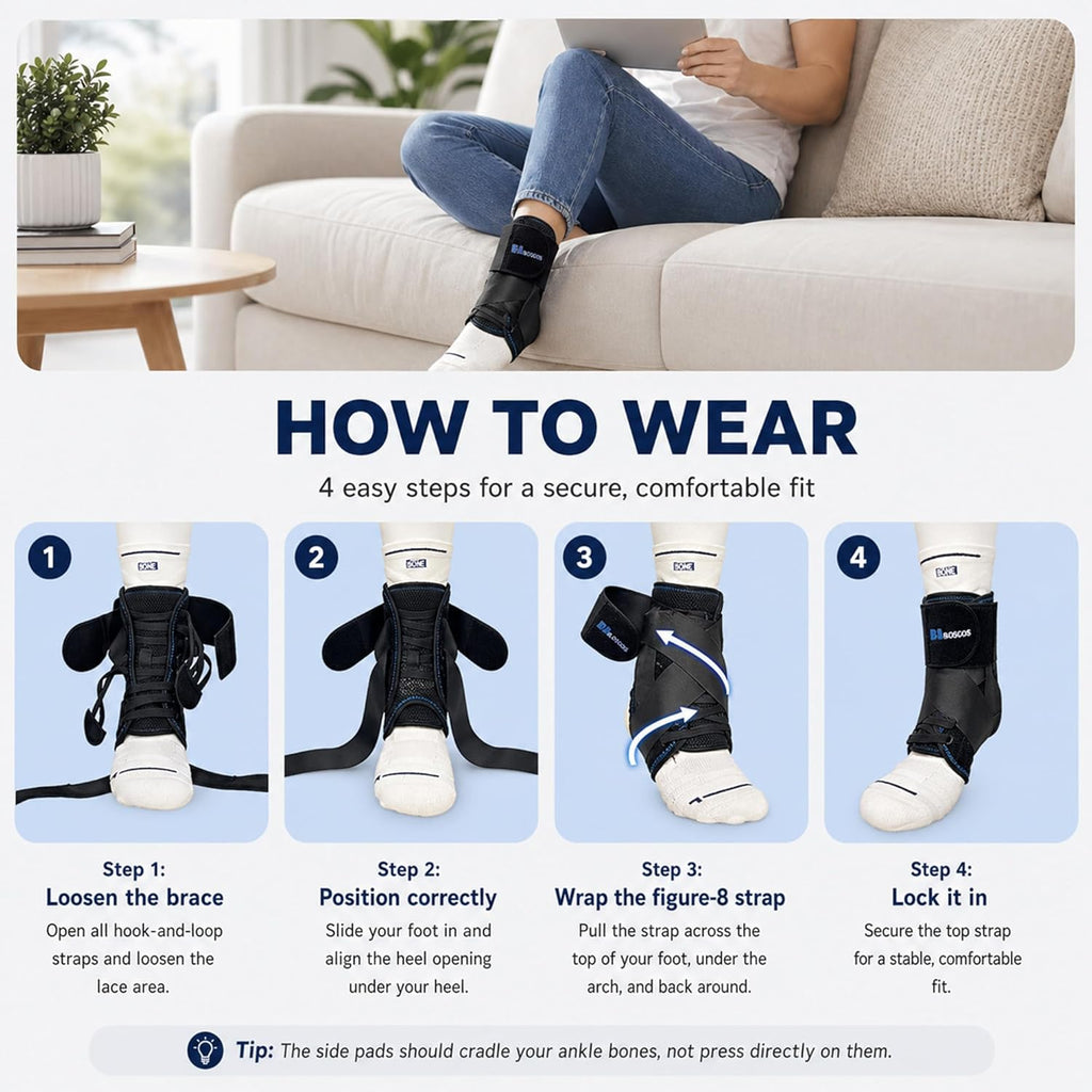 Figure 8 Ankle Brace for Men and Women, Ankle Stabilizer with Pull Lace Fit


