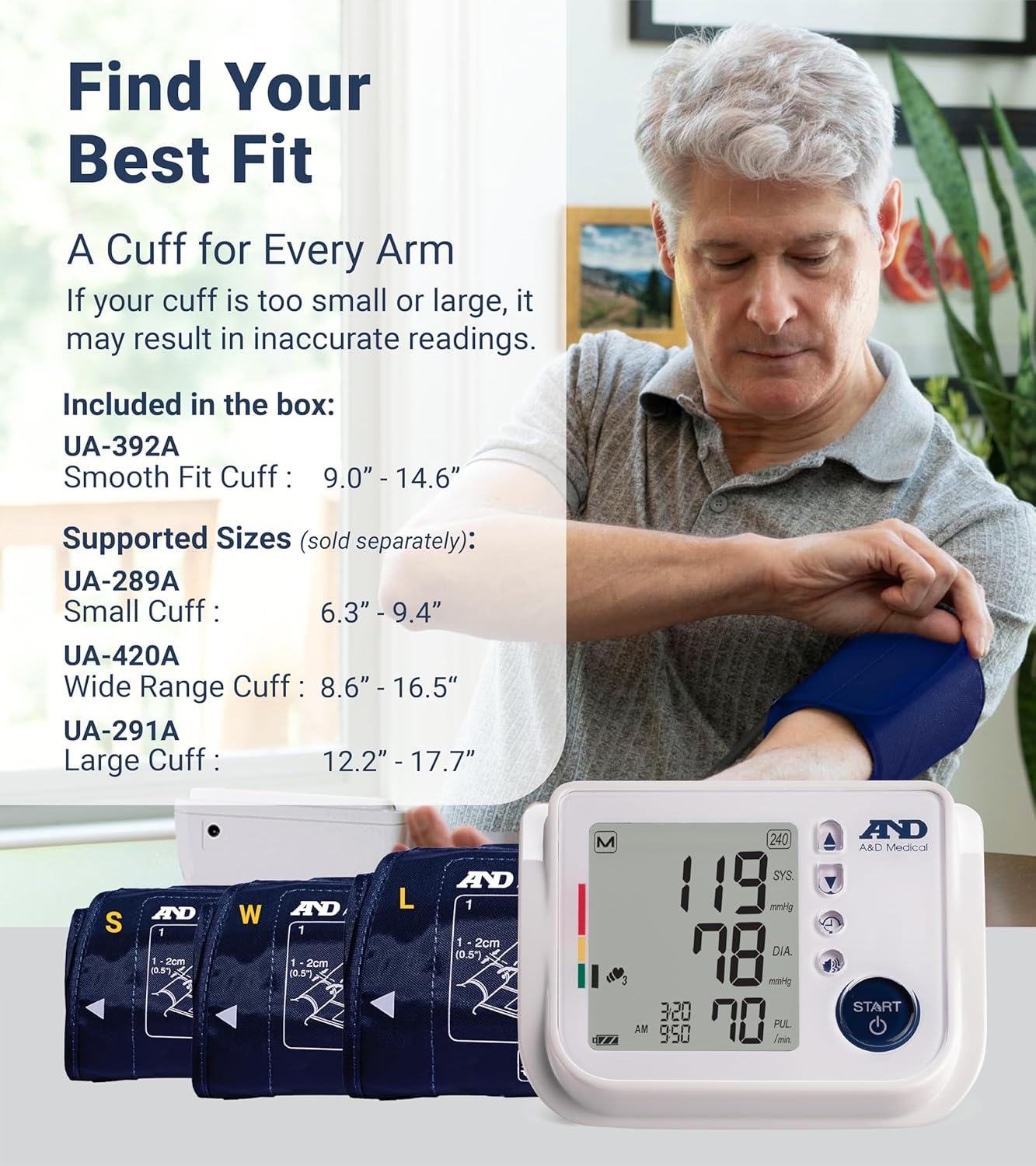 A&D Medical UA-1030T Blood Pressure Machine with TriCheck and Body Movement Sensor


