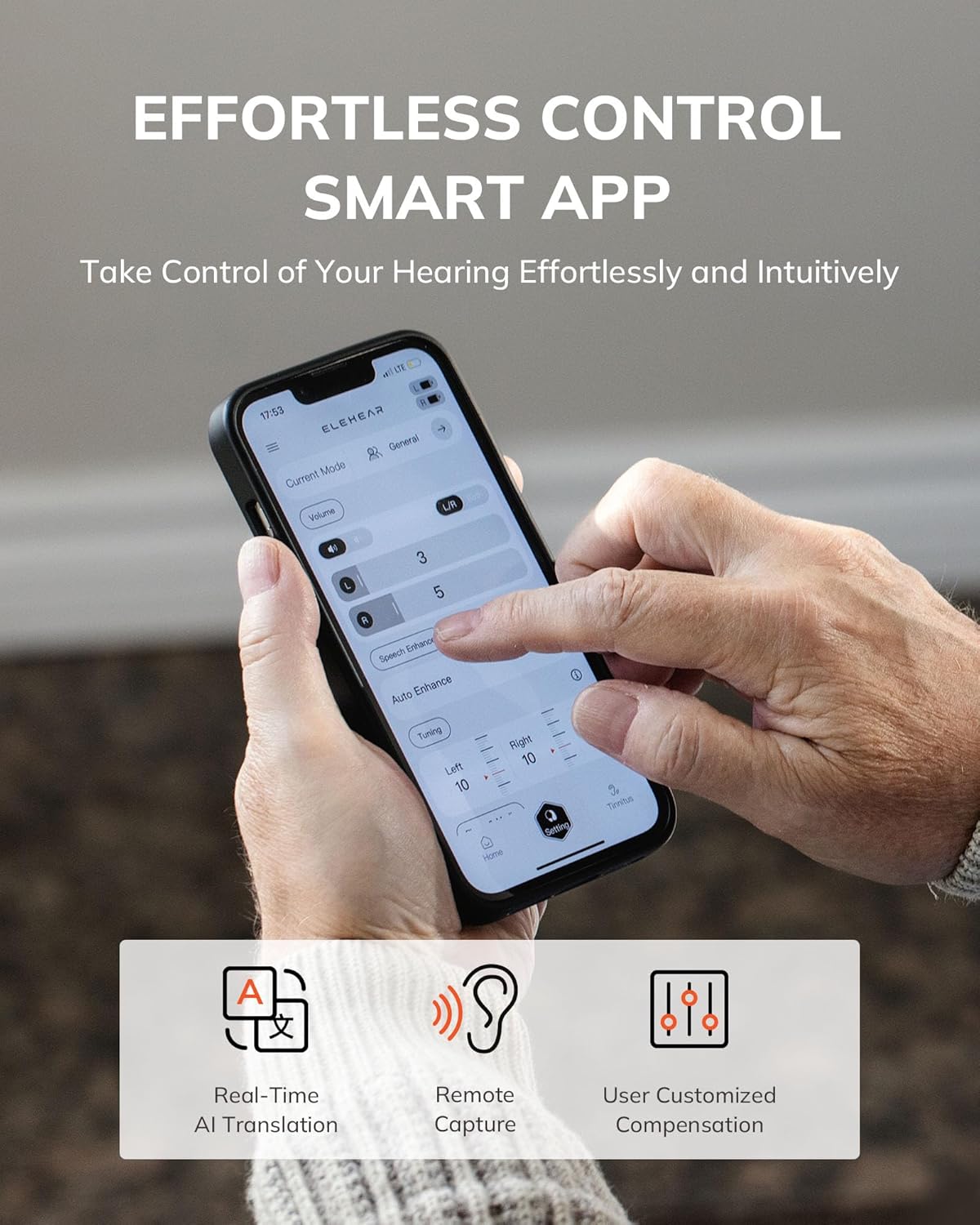 ELEHEAR Beyond Rechargeable Bluetooth OTC Hearing Aids with AI Noise Cancellation

